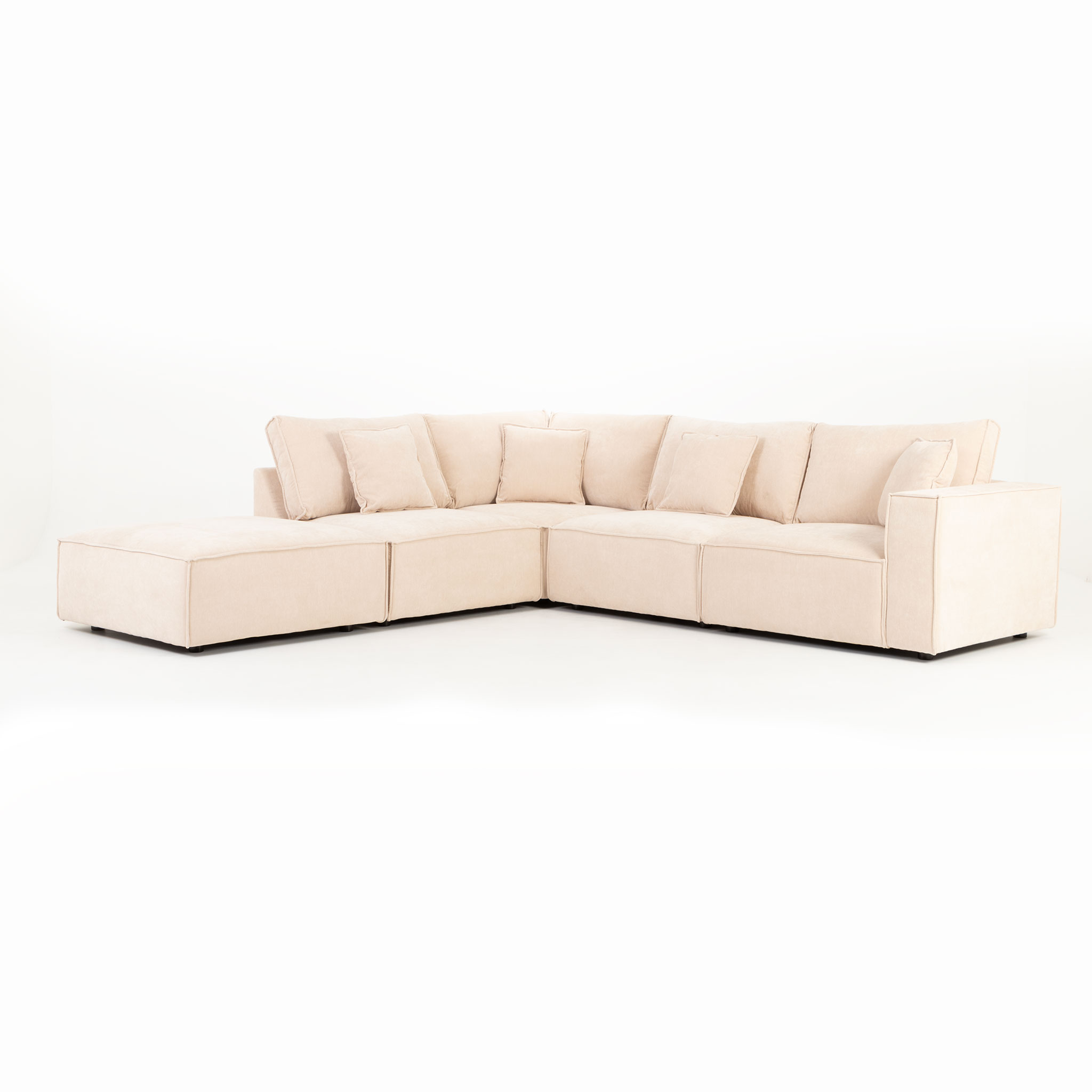 Kinsley 4 Seater Corner Modular Chaise Sofa Left Hand Facing, Natural
