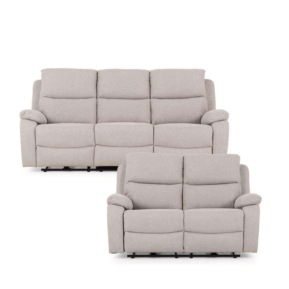 Kyle 3 Seater Electric Recliner + 2 Seater Electric Recliner, Light Grey