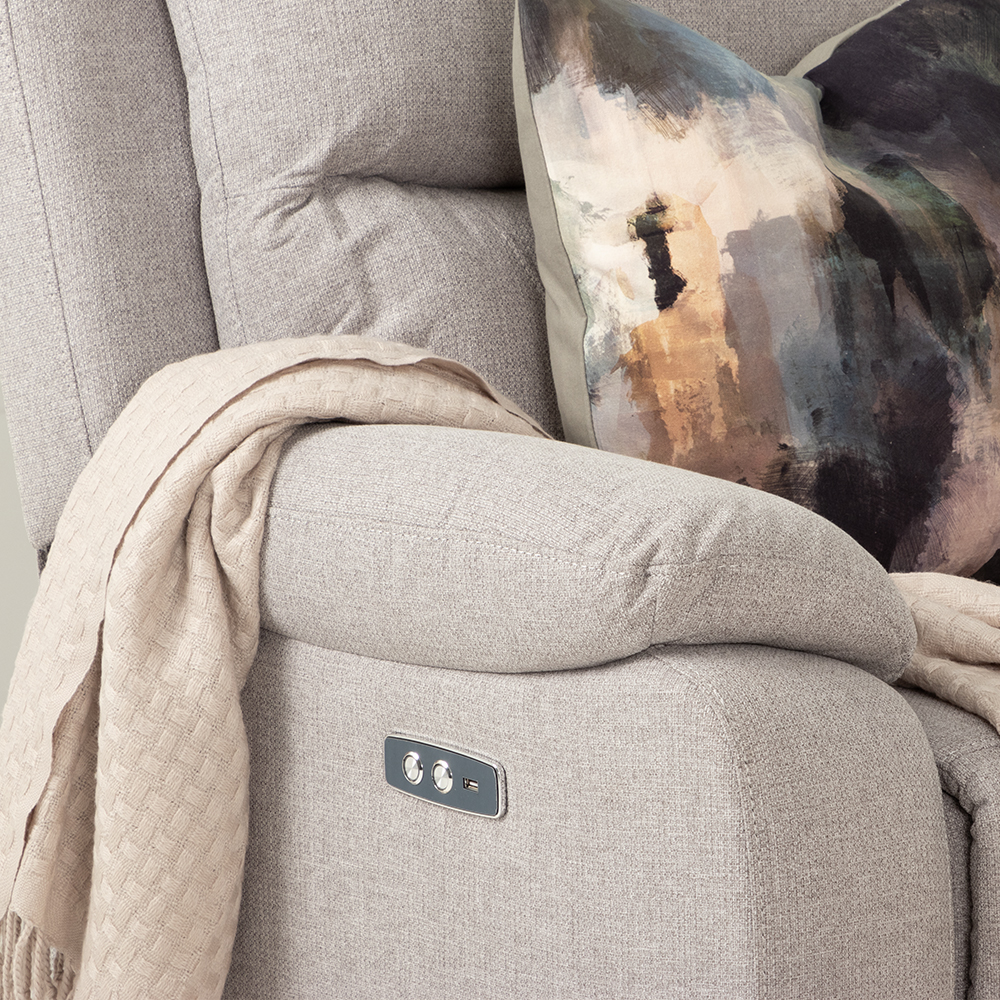 Kyle 3 Seater Electric Recliner + 2 Seater Electric Recliner, Light Grey