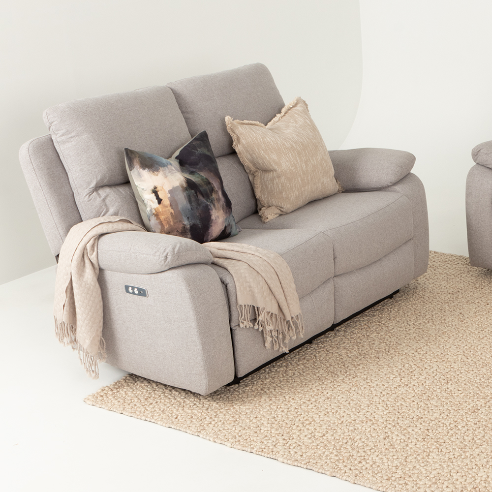 Kyle 3 Seater Electric Recliner + 2 Seater Electric Recliner, Light Grey