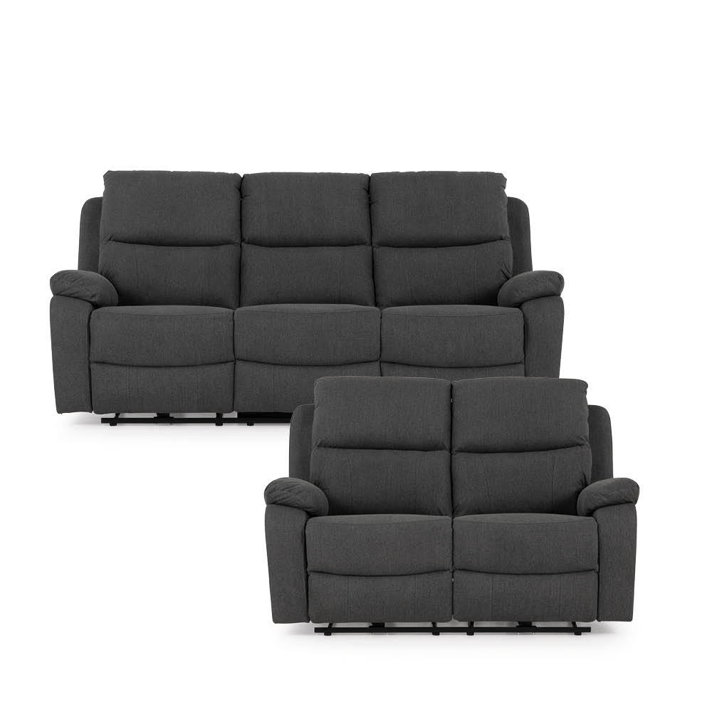 Kyle 3 Seater Electric Recliner + 2 Seater Electric Recliner, Charcoal
