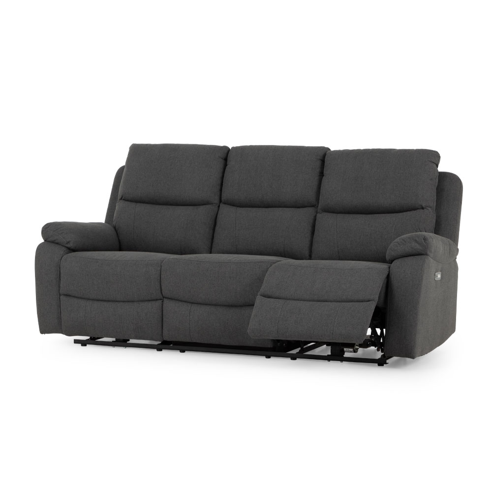 Kyle 3 Seater Electric Recliner + 2 Seater Electric Recliner, Charcoal