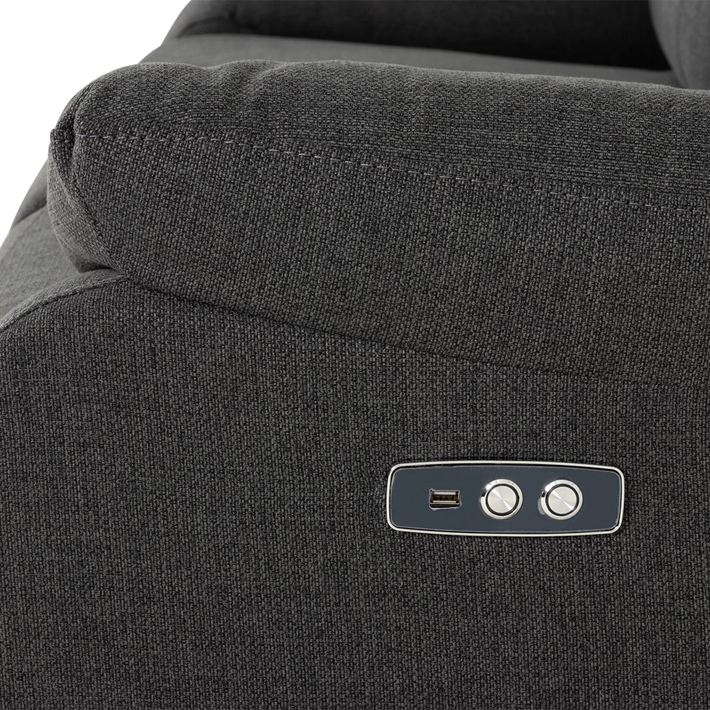 Kyle 3 Seater Electric Recliner + 2 Seater Electric Recliner, Charcoal