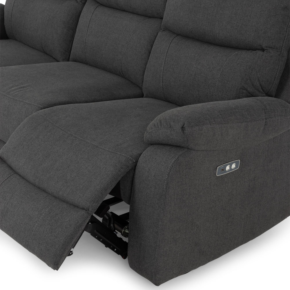 Kyle 3 Seater Electric Recliner + 2 Seater Electric Recliner, Charcoal