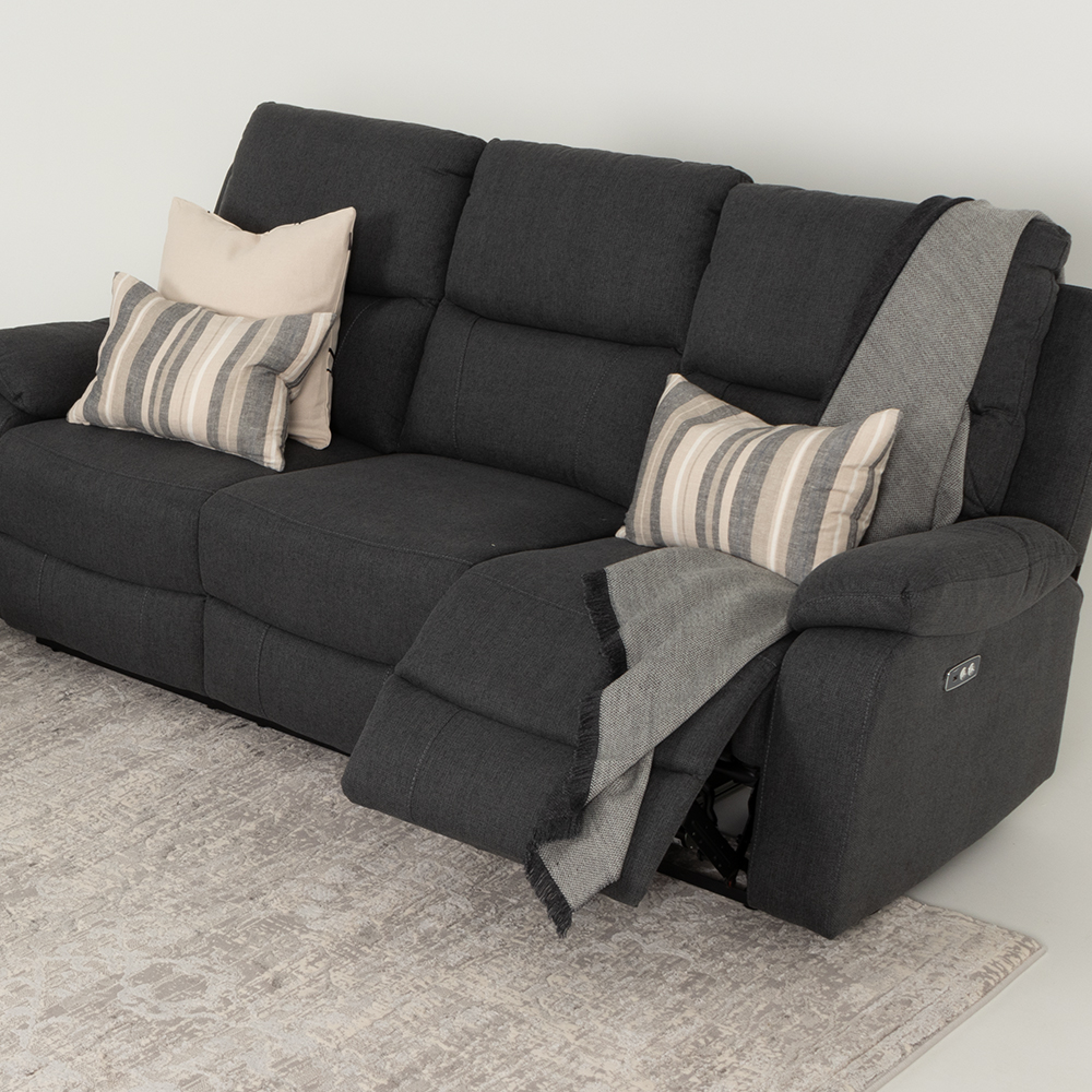Kyle 3 Seater Electric Recliner + 2 Seater Electric Recliner, Charcoal