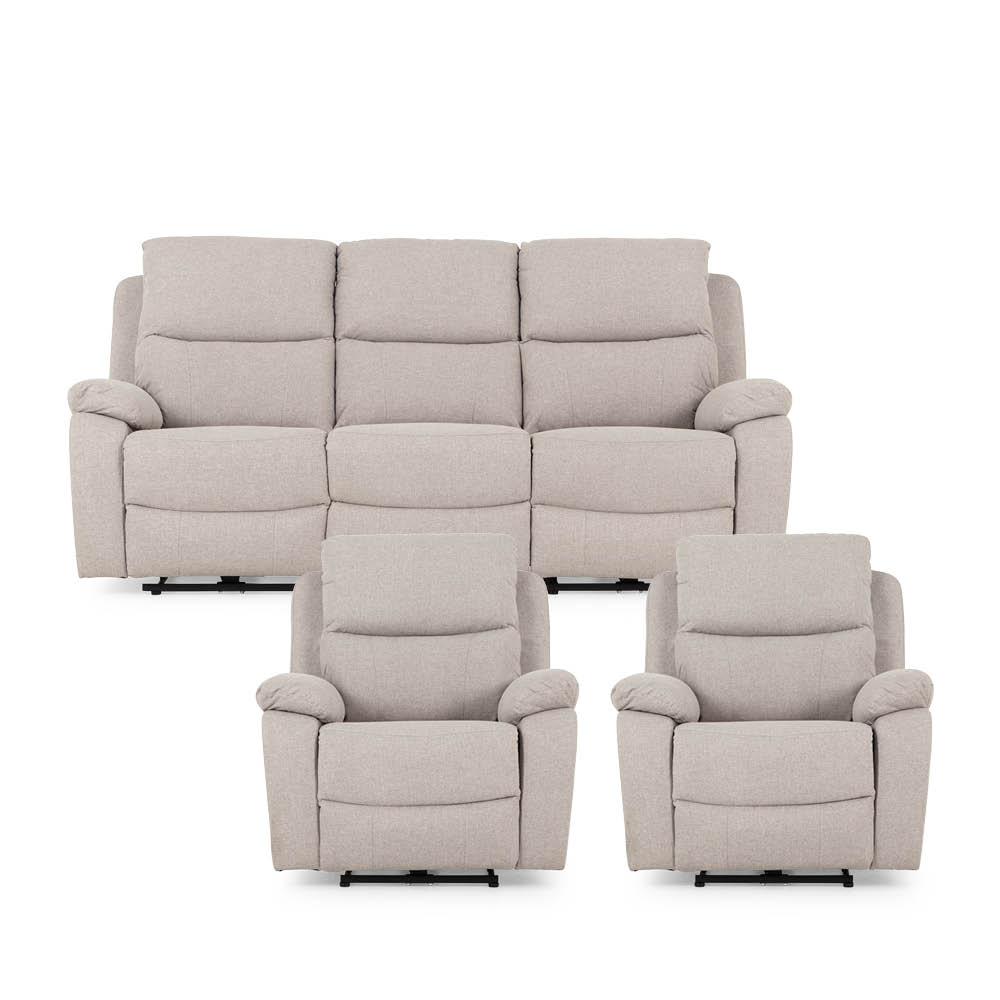 Kyle 3 Seater Electric Recliner + 2 Electric Recliner Chairs, Light Grey