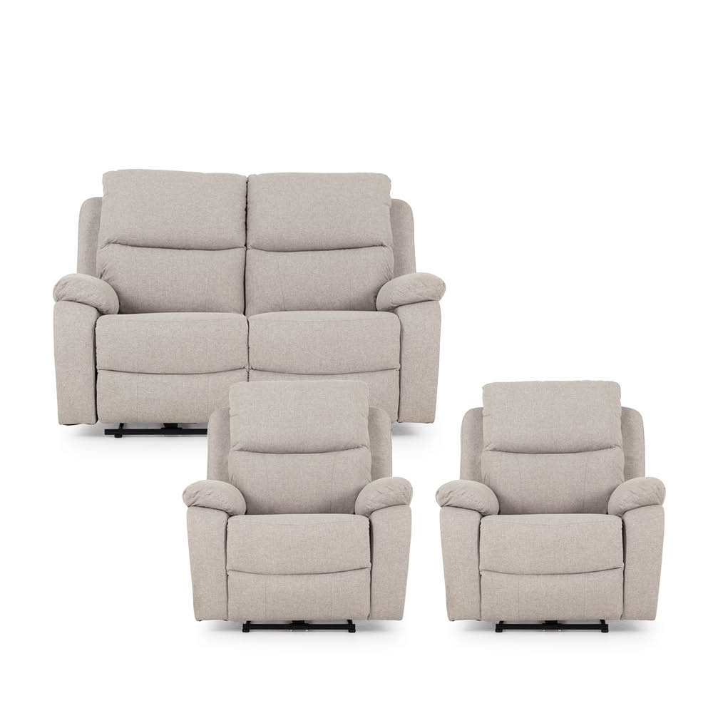 Kyle 2 Seater Electric Recliner + 2 Electric Recliner Chairs, Light Grey