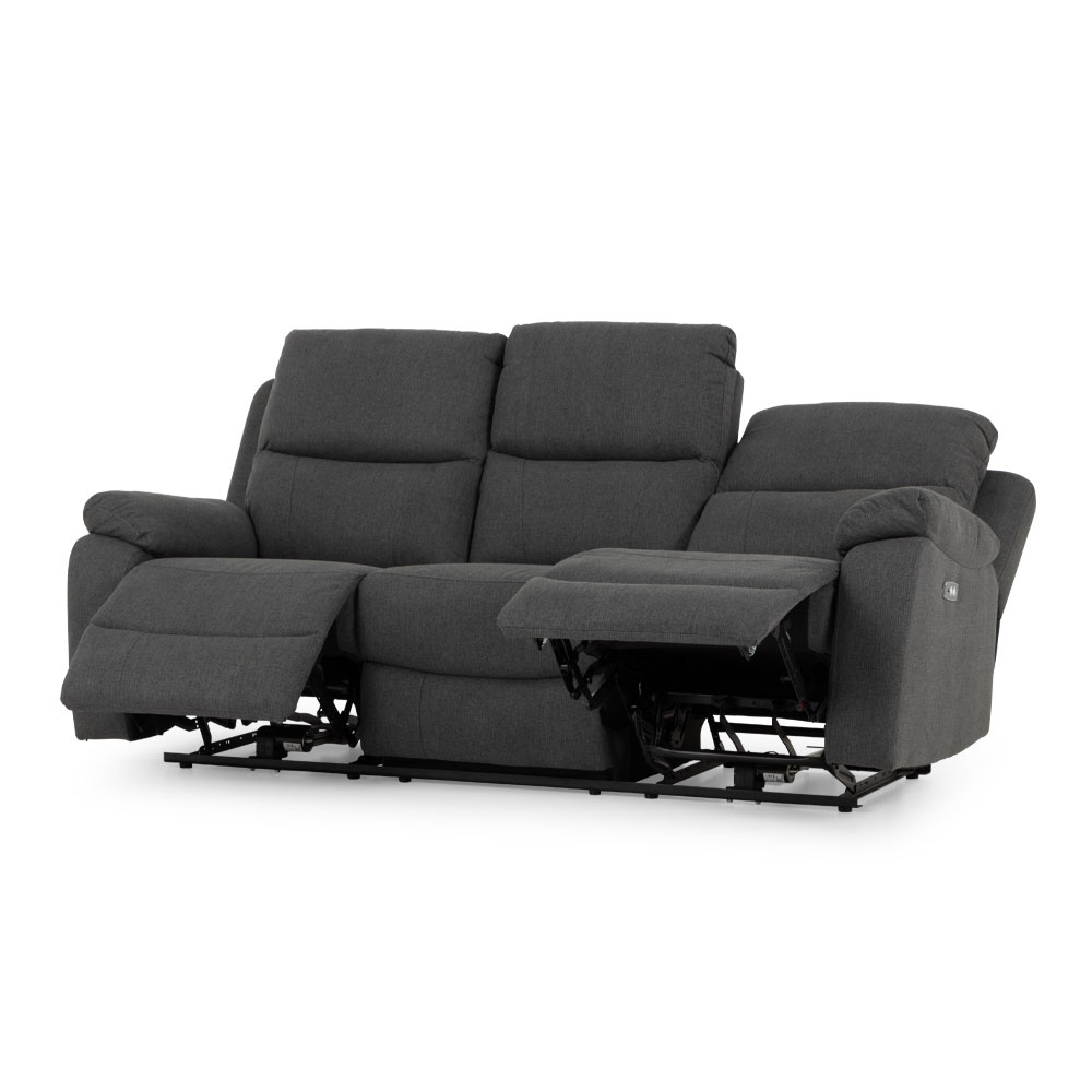 Kyle 3 Seater Electric Recliner + 2 Electric Recliner Chairs, Charcoal