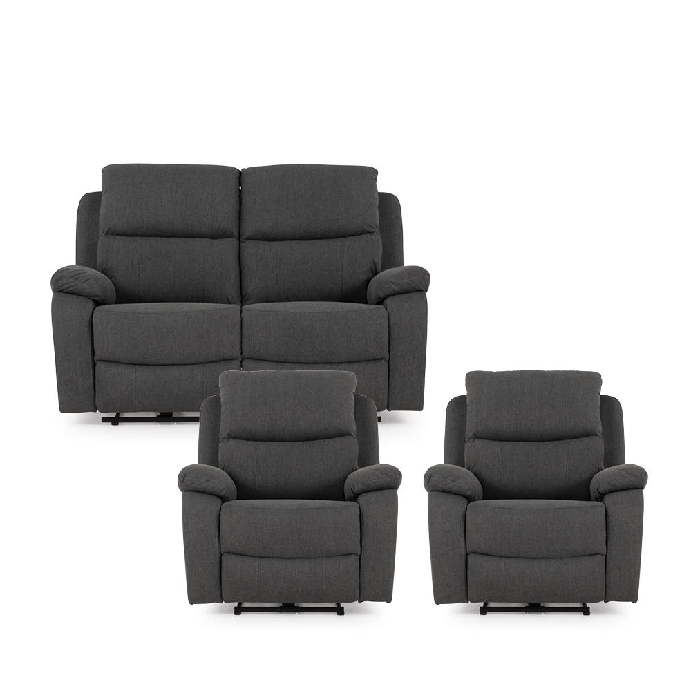 Kyle 2 Seater Electric Recliner + 2 Electric Recliner Chairs, Charcoal