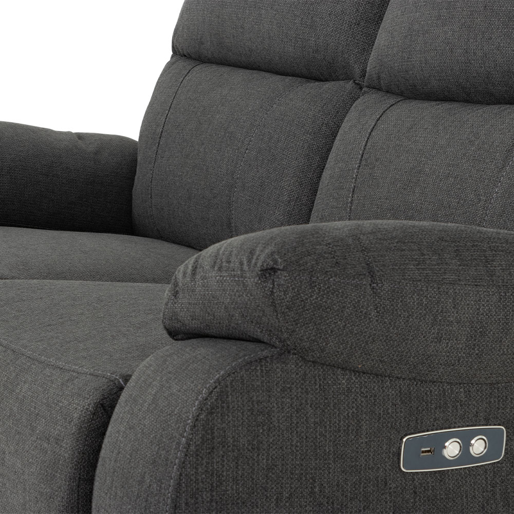 Kyle 2 Seater Electric Recliner + 2 Electric Recliner Chairs, Charcoal