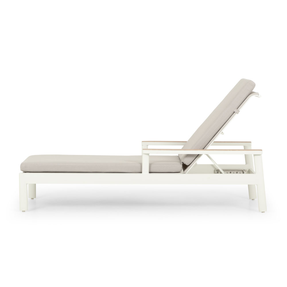 Lucia Outdoor Sunlounger with Side Table, White