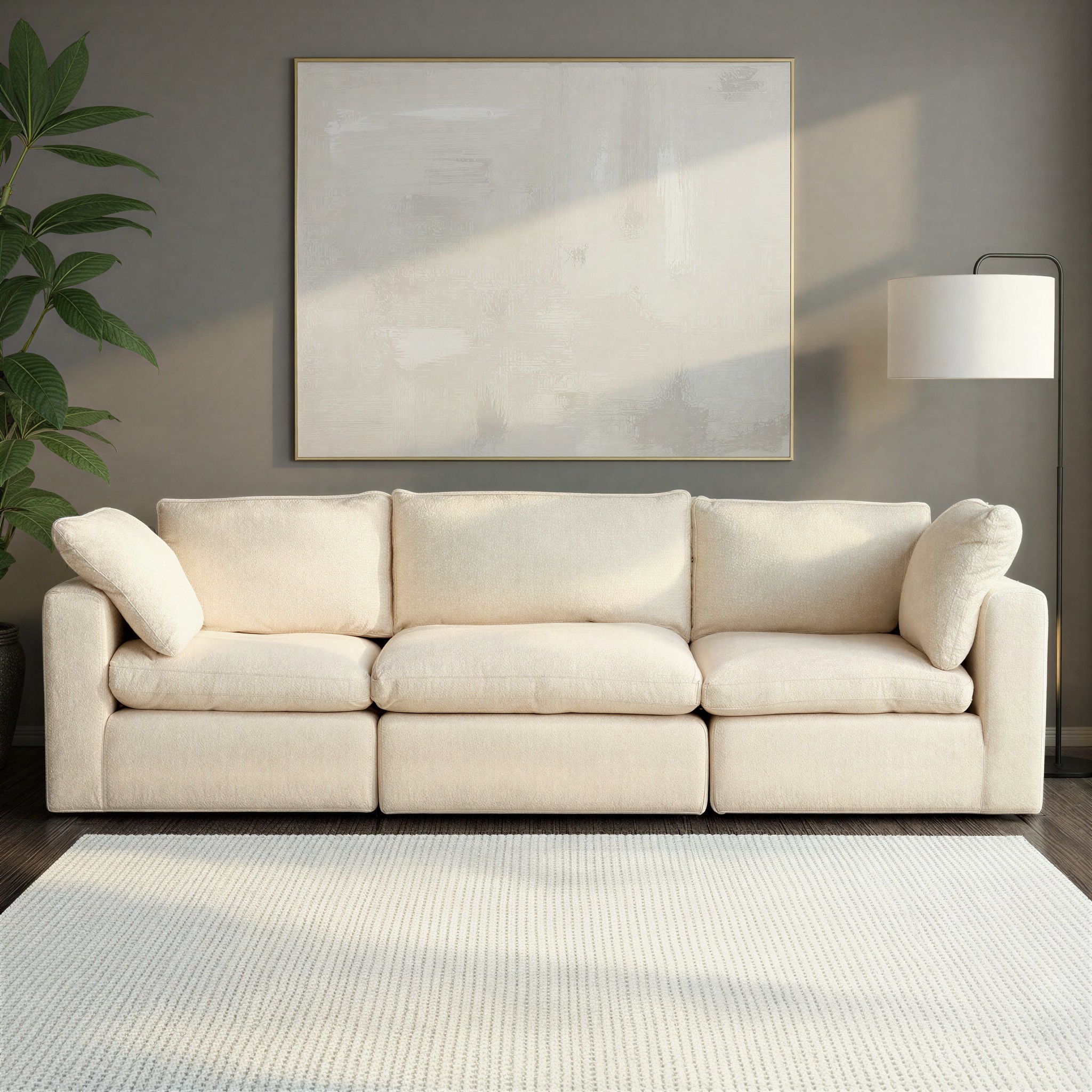 Mallory 3 Seater Modular Sofa, Cream