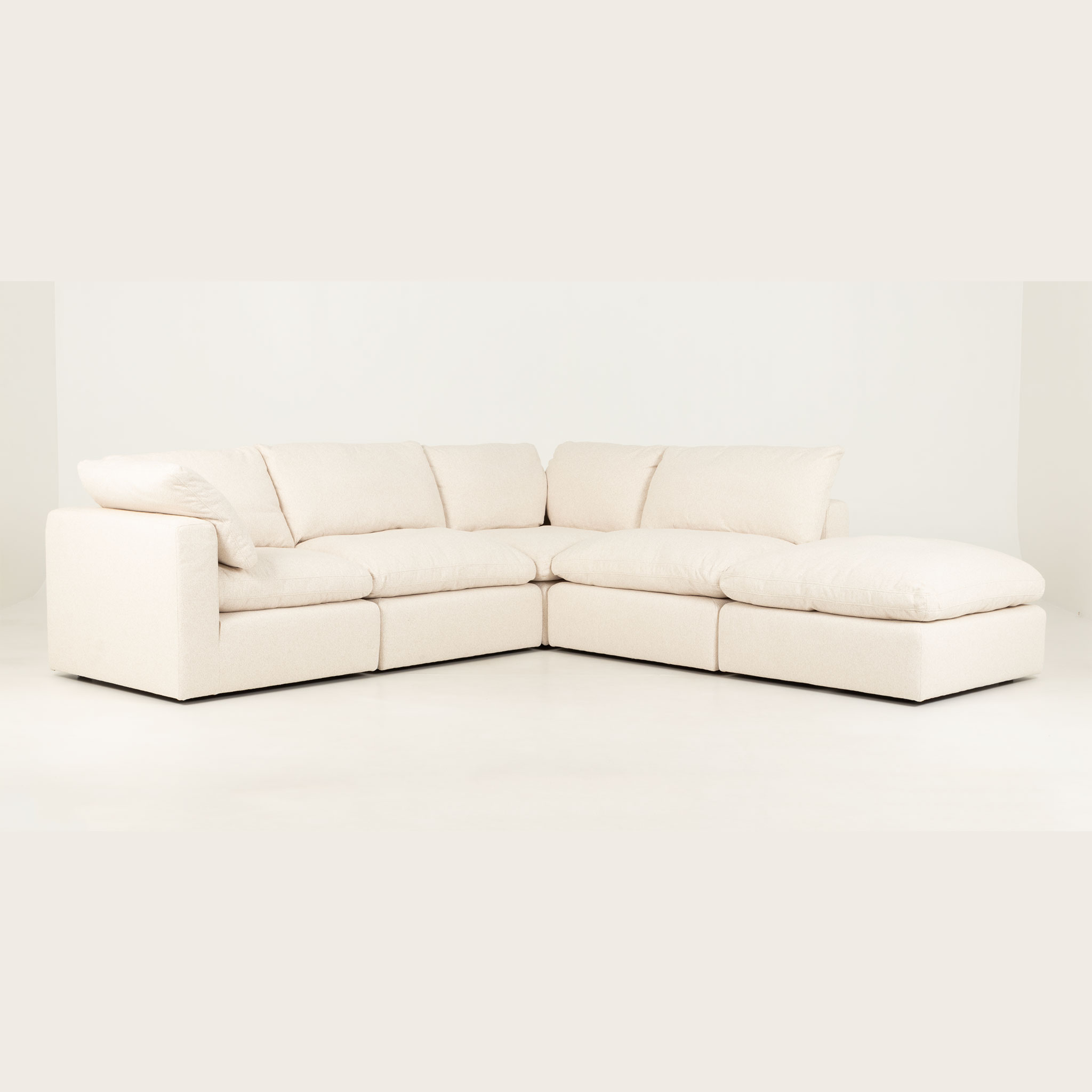 Mallory 4 Seater Corner Modular Chaise Sofa, Cream