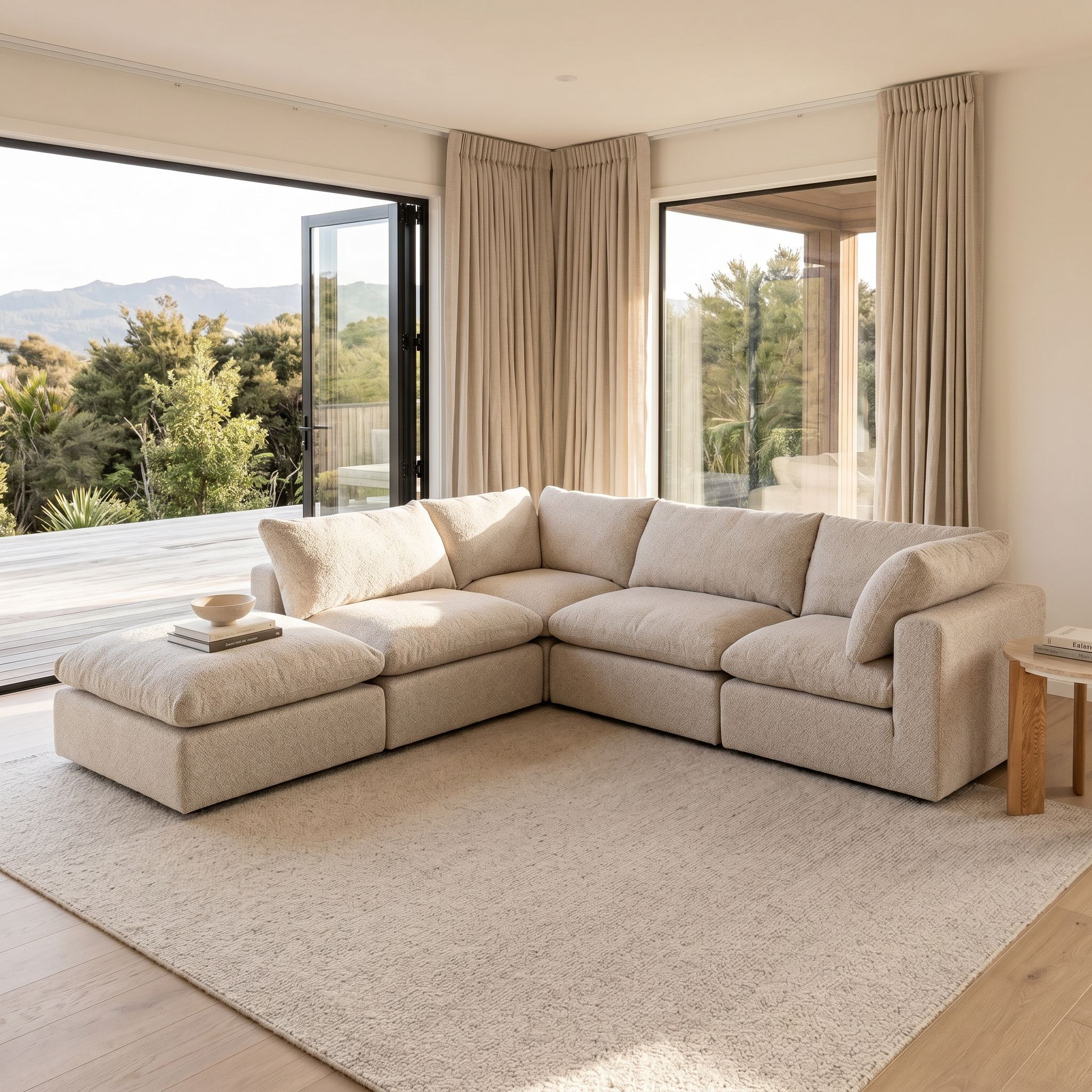 Mallory 4 Seater Modular Corner Sofa with Ottoman, Grey