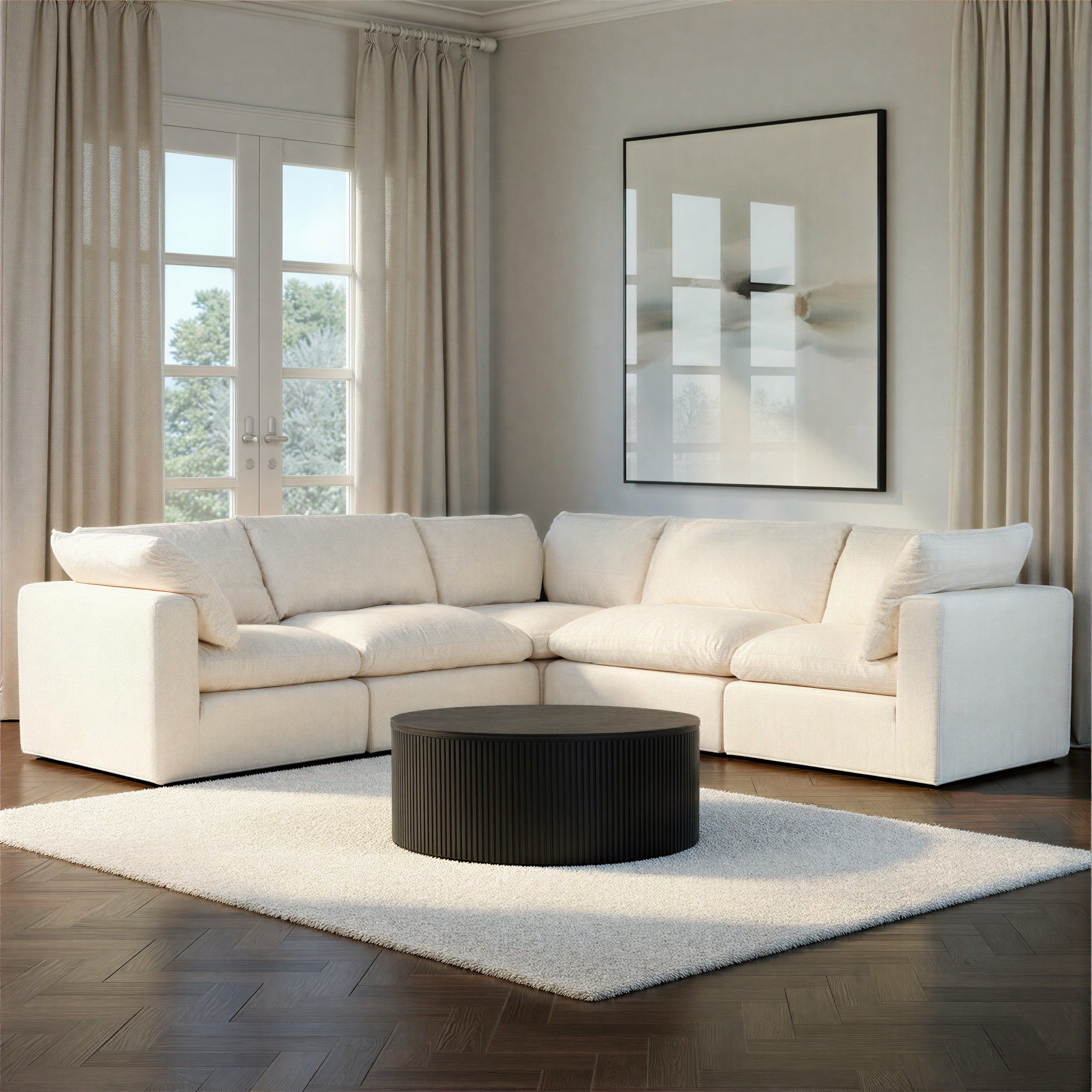 Mallory 5 Seater Corner Modular Sofa, Cream
