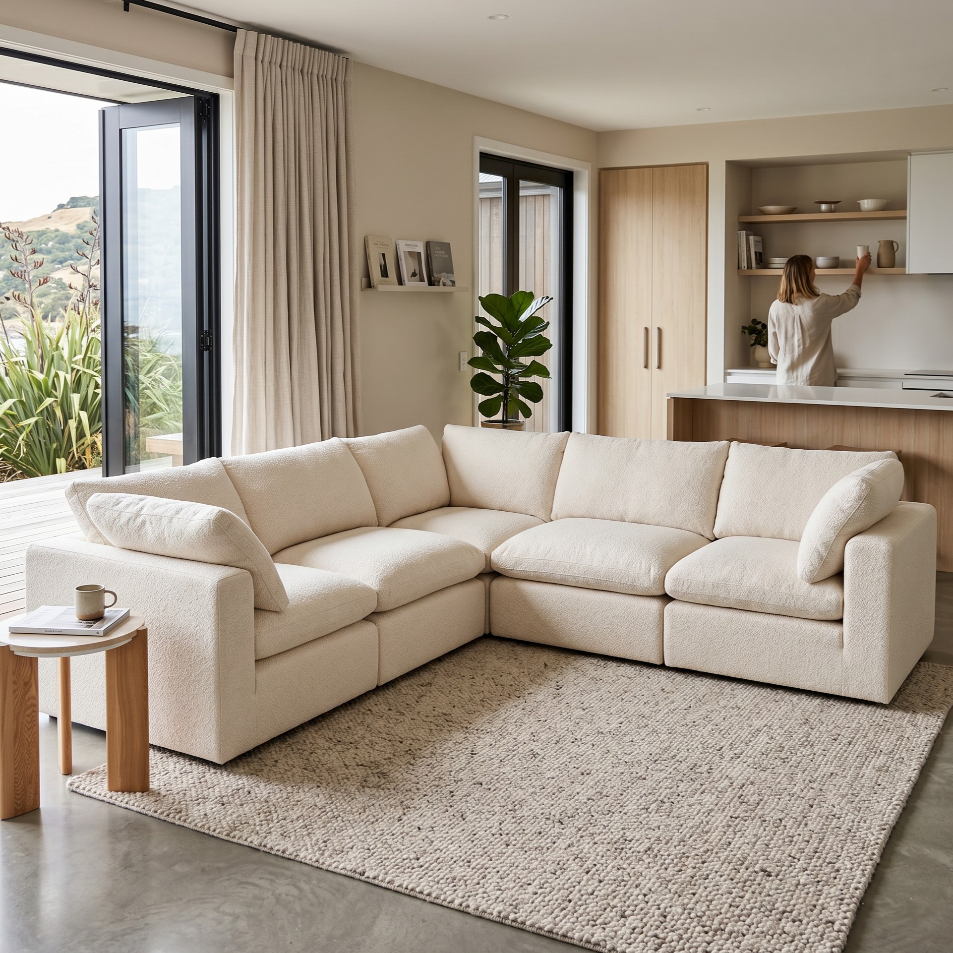 Mallory 5 Seater Corner Modular Sofa, Cream