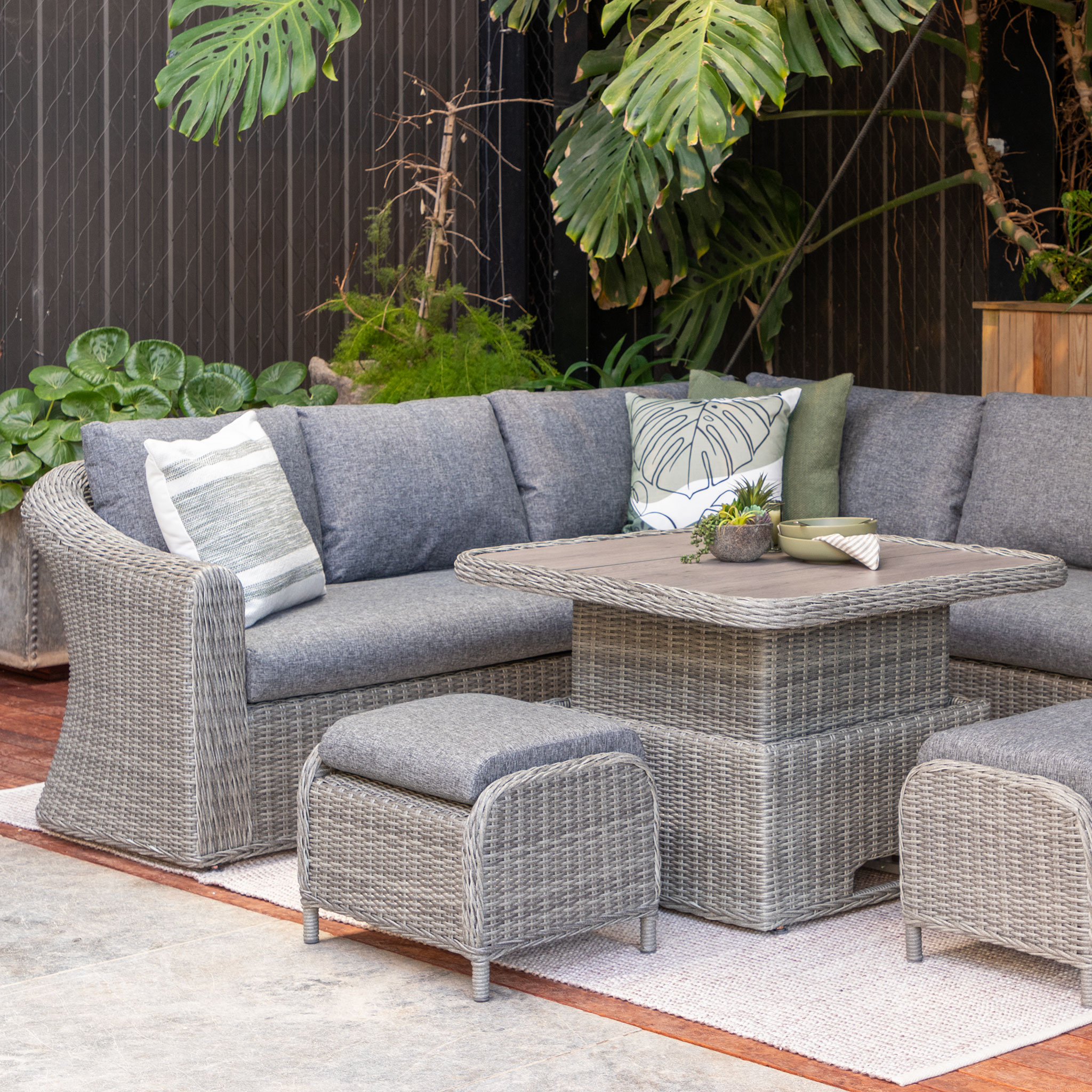 Martinique 4 Piece Outdoor Lounge Set with Coffee Table, Charcoal