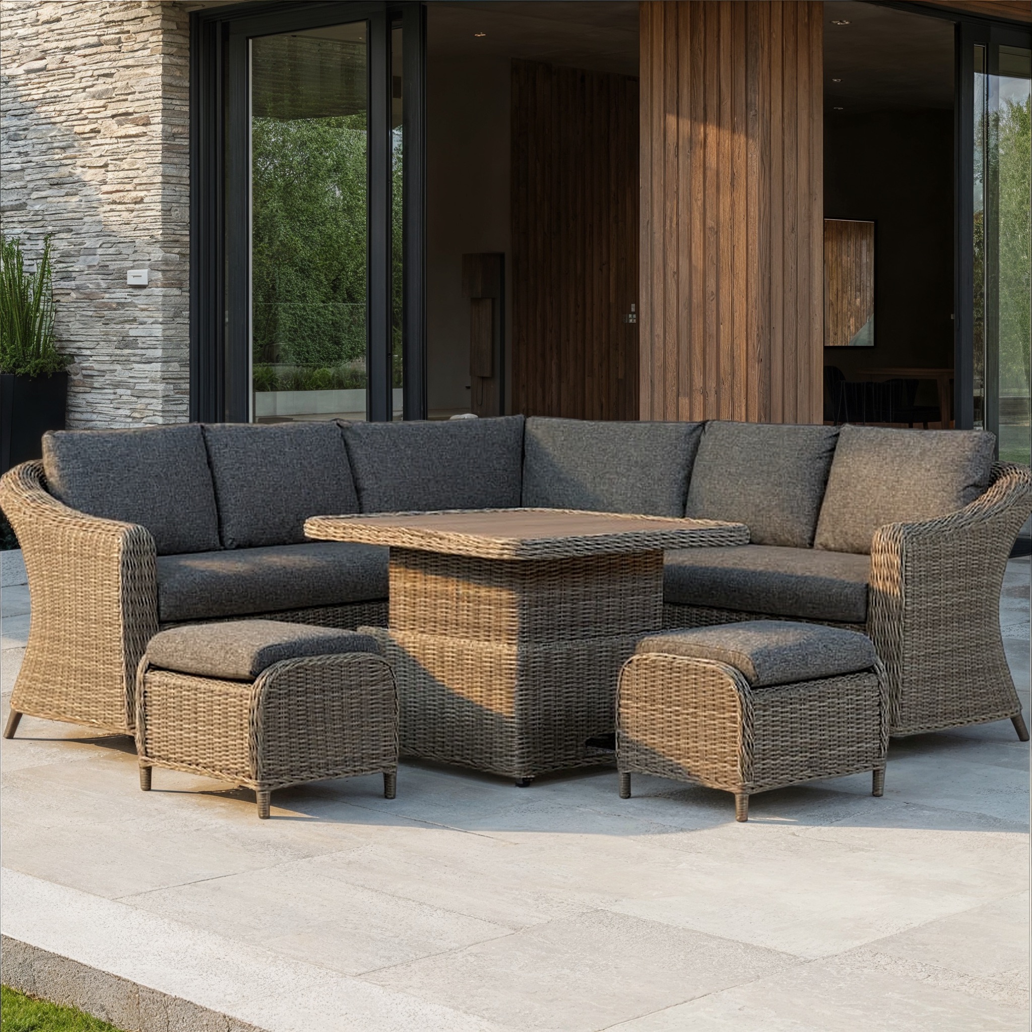 Martinique 4 Piece Outdoor Lounge Set with Coffee Table, Charcoal