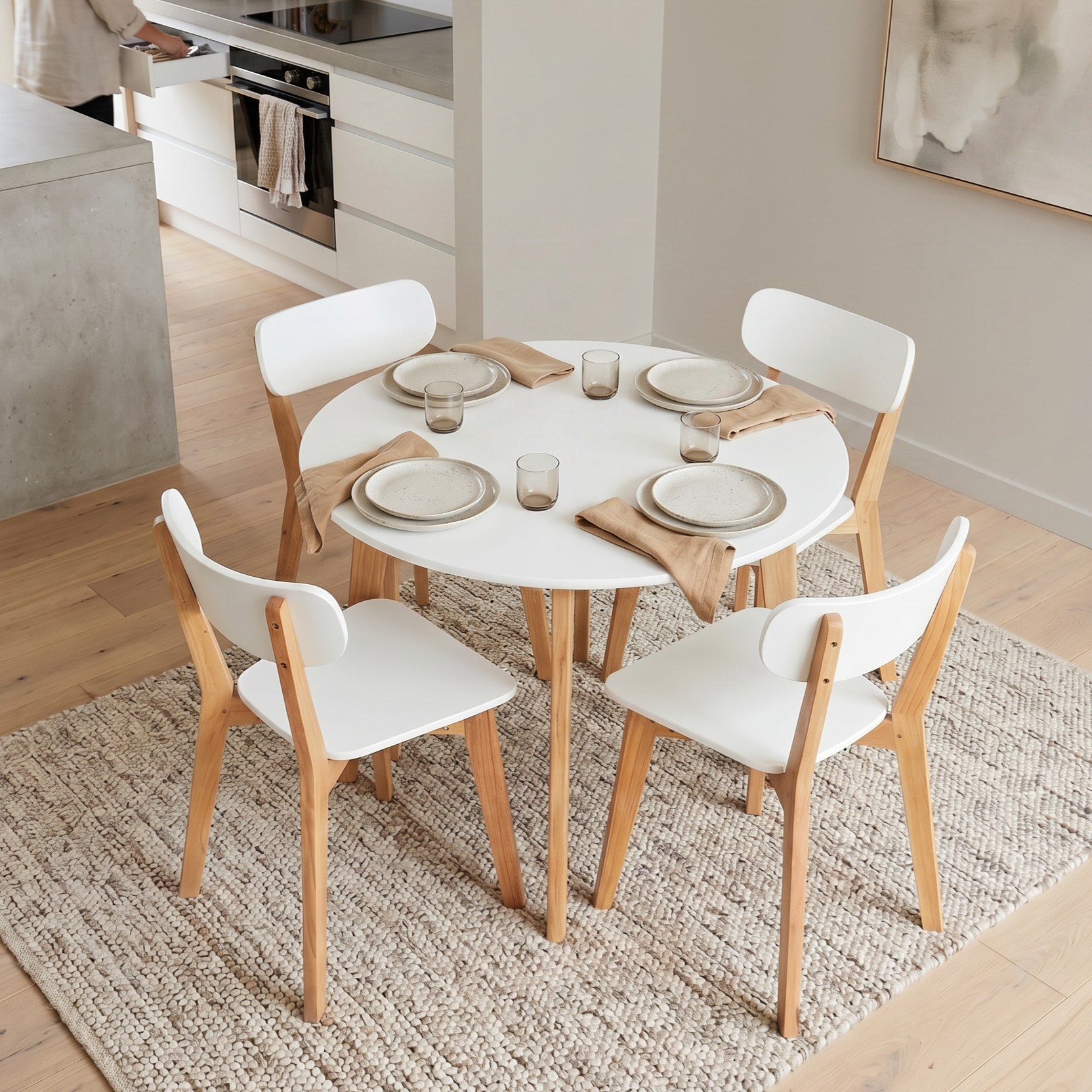 Matera 5 Piece Dining Set - W190, White