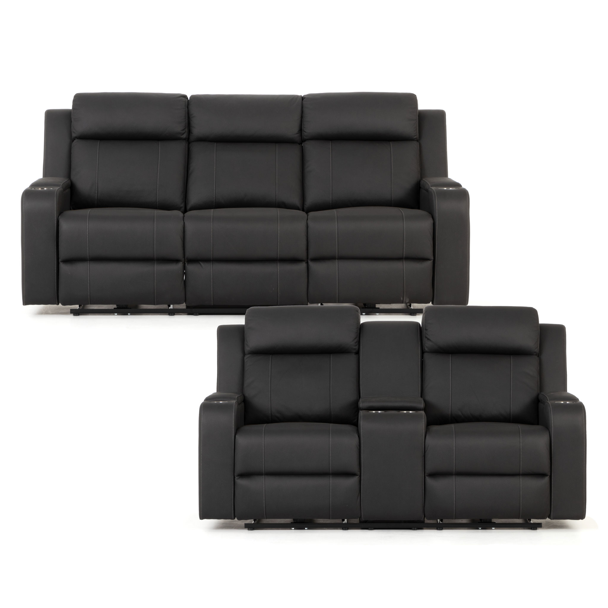 Nico 3 Seater Recliner + 2 Seater Recliner, Charcoal