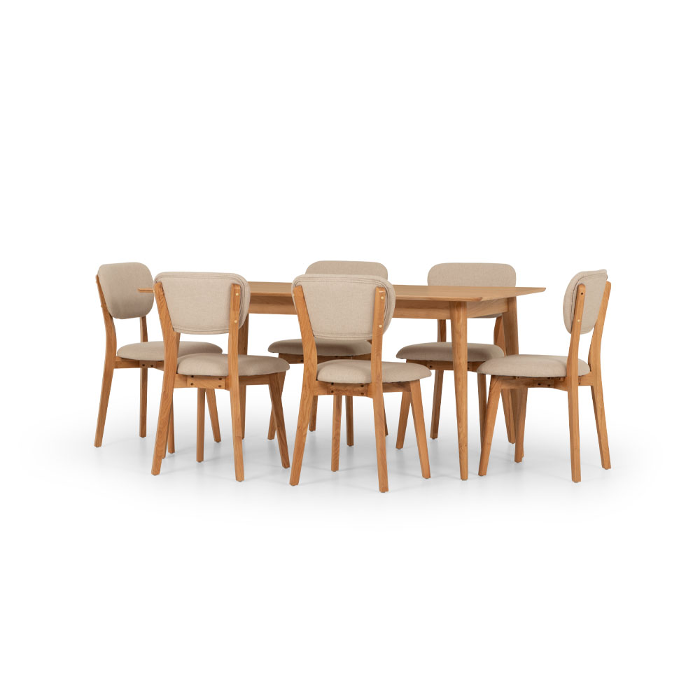 Nordic 7 Piece Dining Set - W160/210