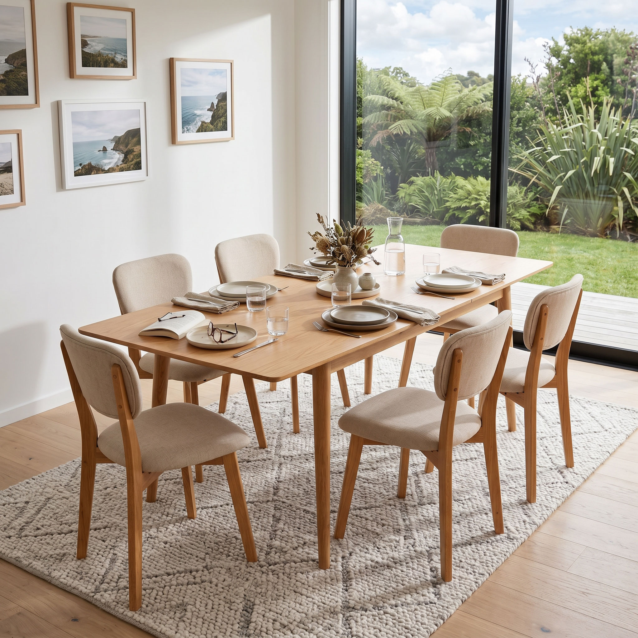 Nordic 7 Piece Dining Set - W160/210