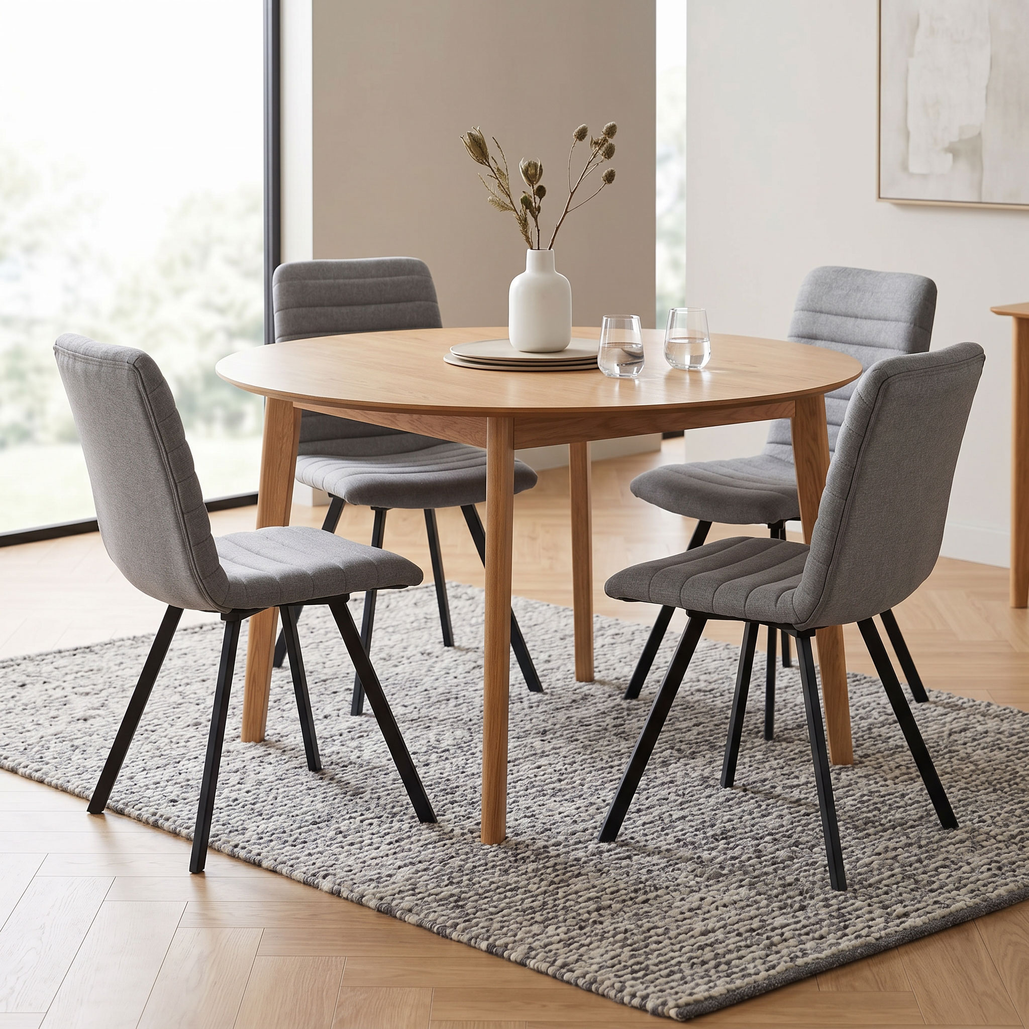 Watson & Norsk 5 Piece Dining Set - W120, Light Grey