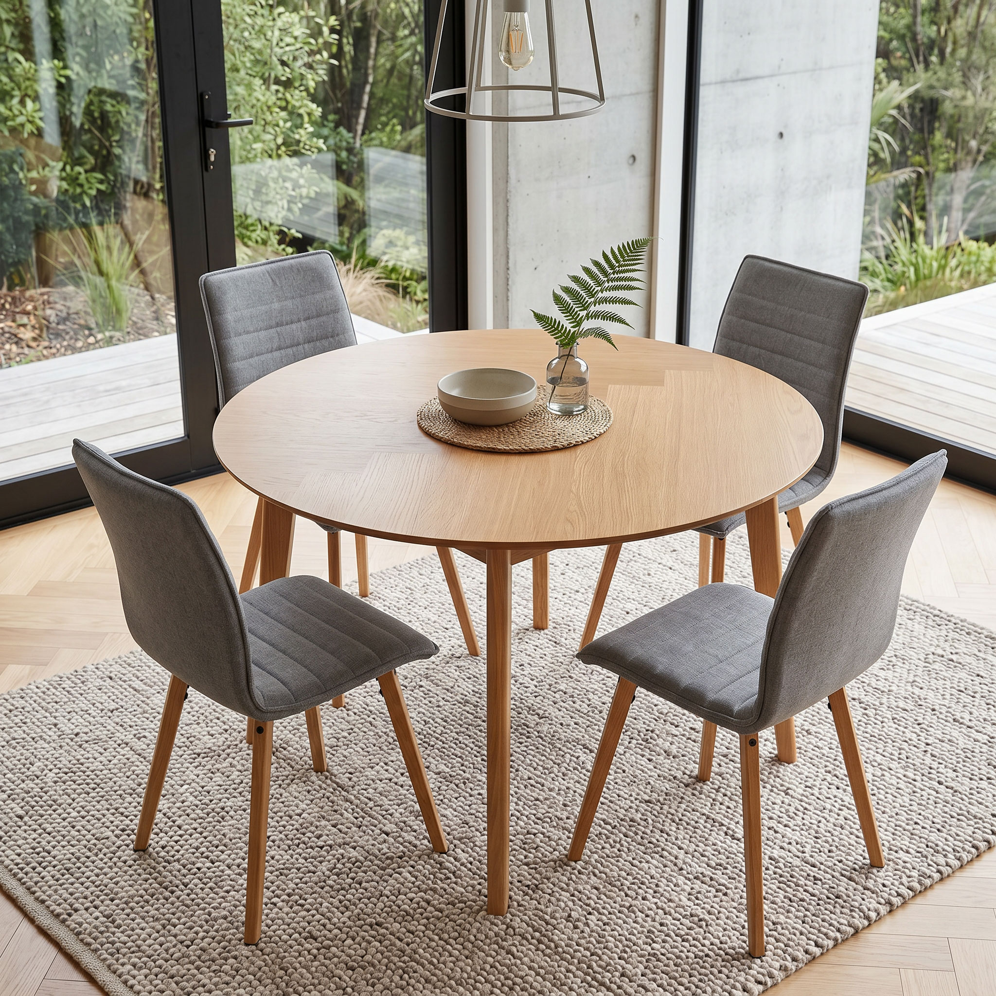 Alma & Norsk 5 Piece Dining Set - W120, Light Grey