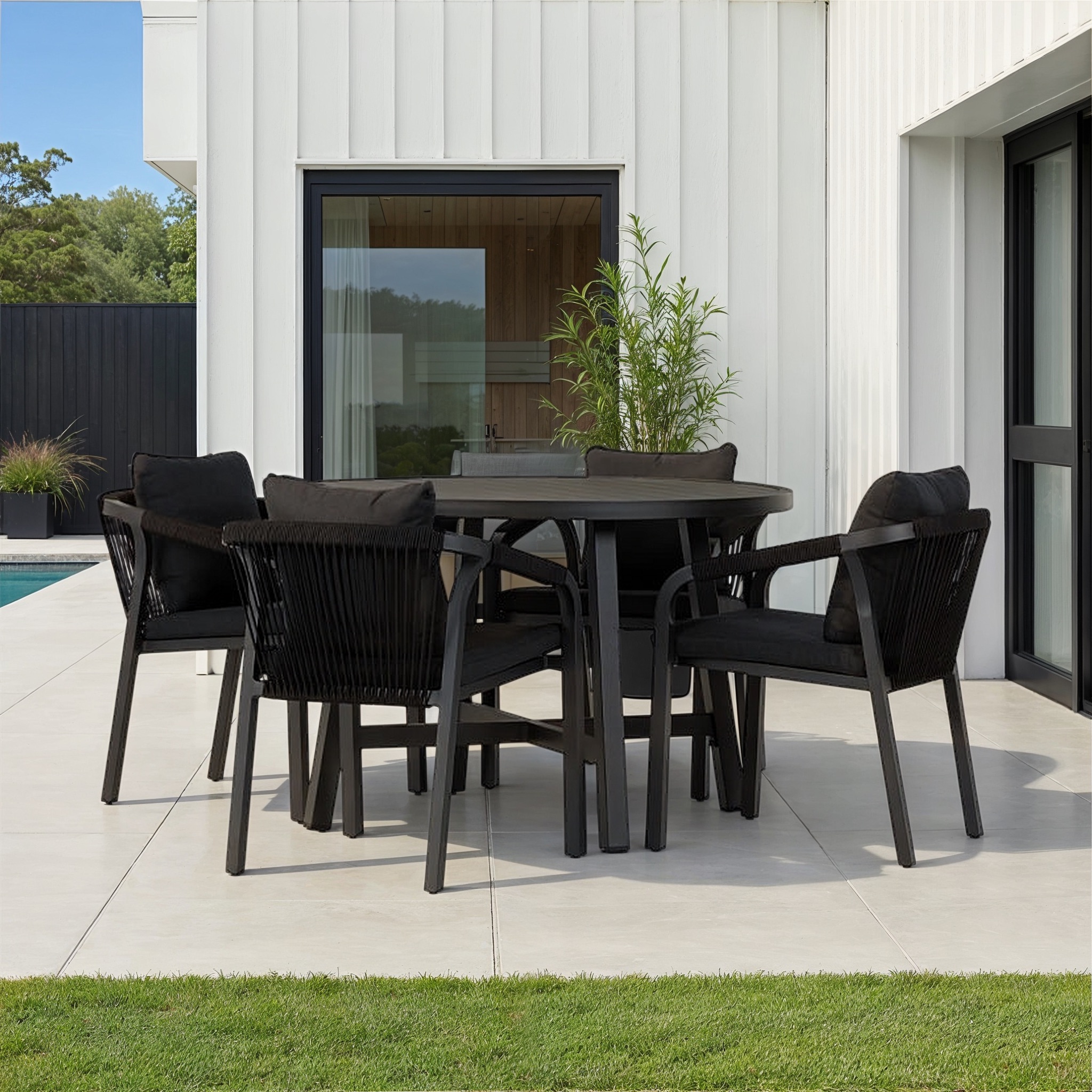 Pacific 5 Piece Outdoor Dining Set, Black