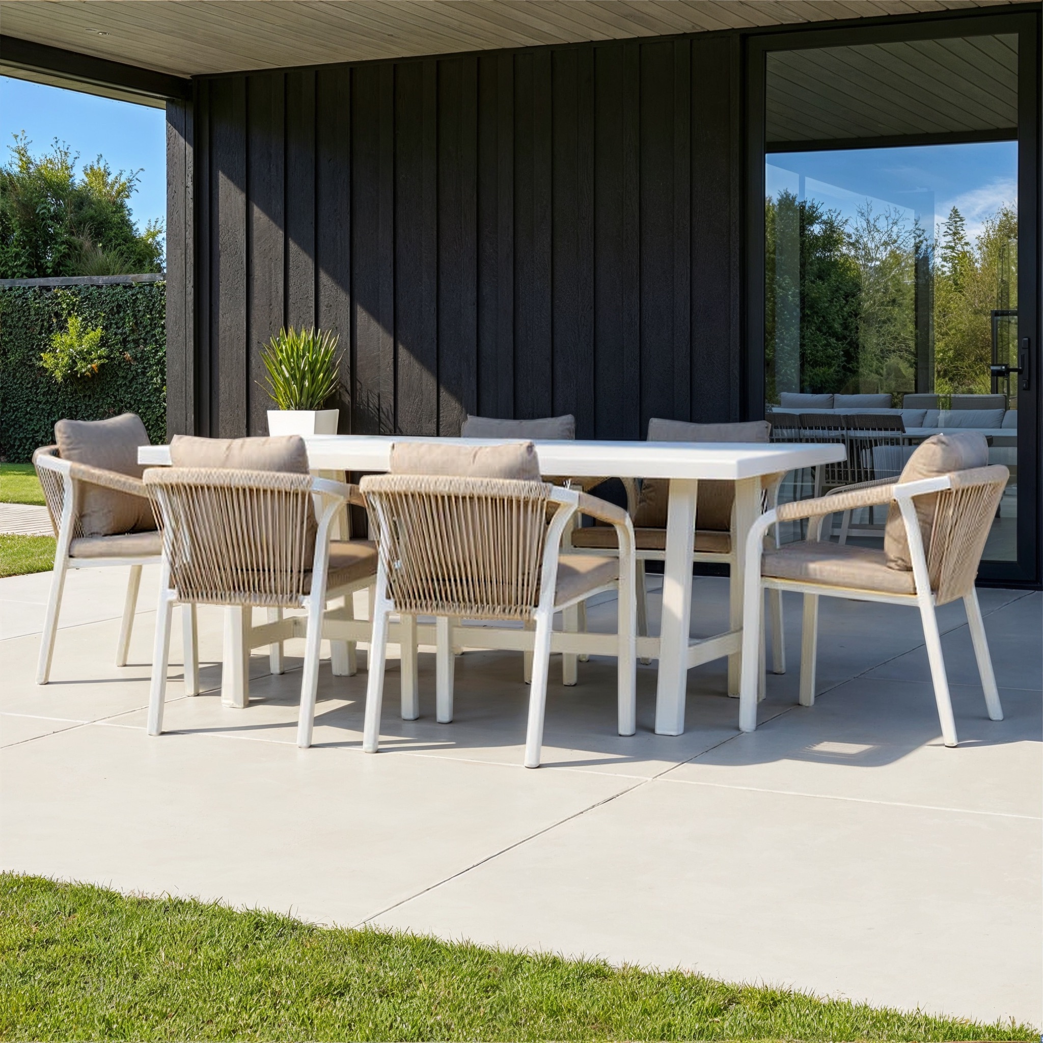 Pacific 7 Piece Outdoor Dining Set, White