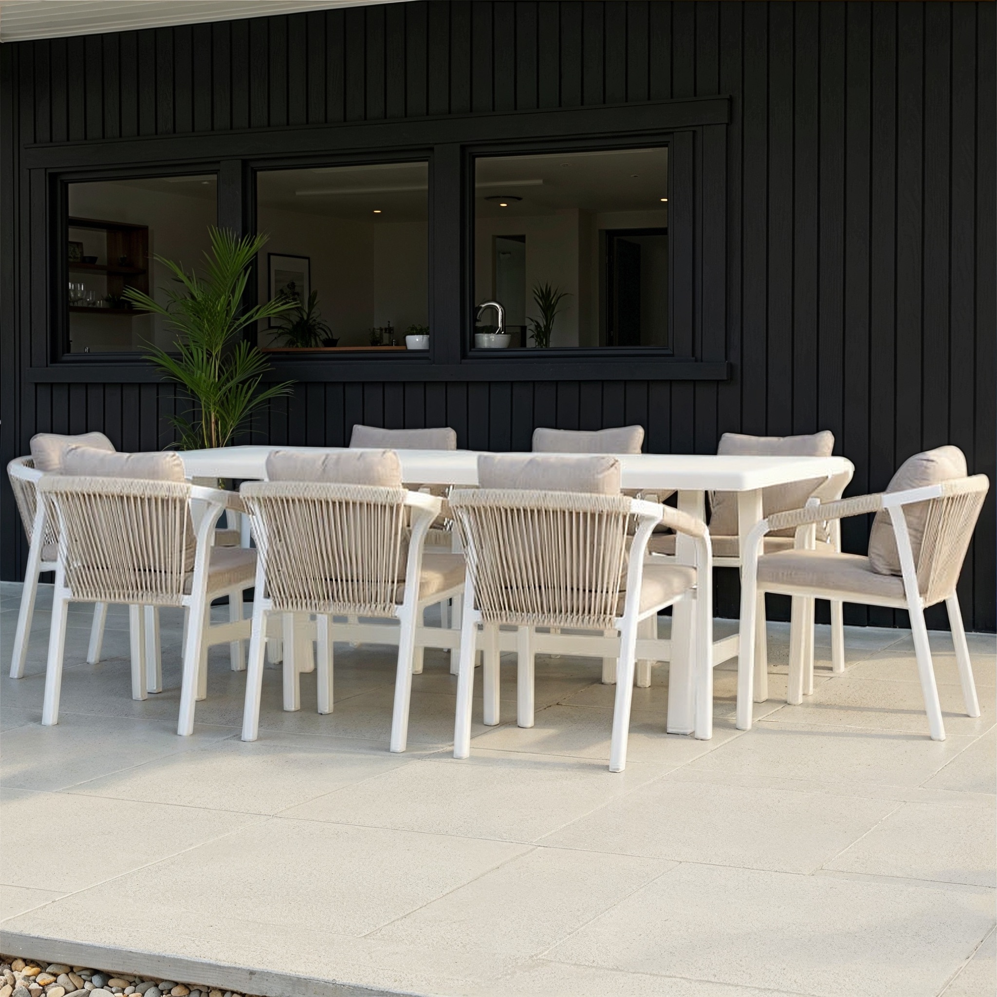 Pacific 9 Piece Outdoor Dining Set, White