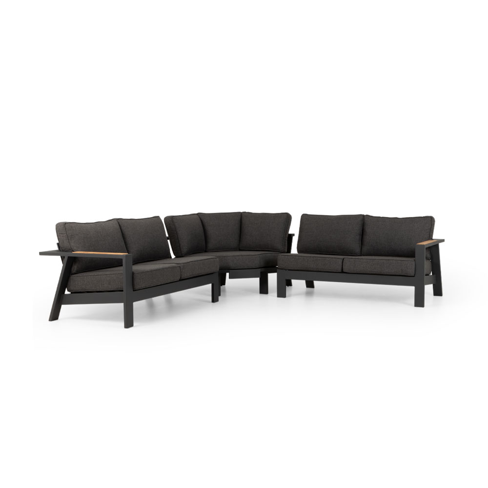 Palau 3 Piece Outdoor Corner Lounge Set, Gunmetal