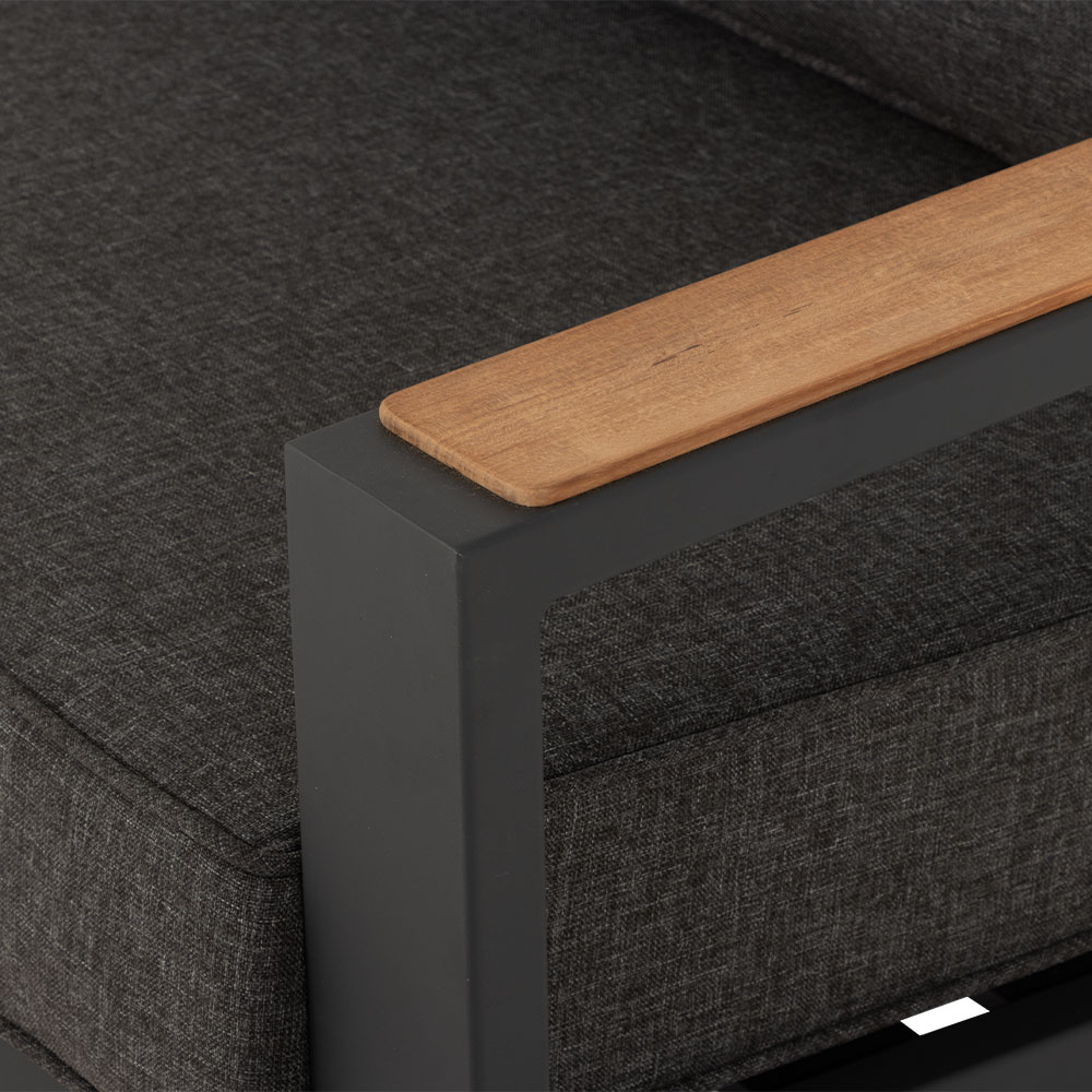 Palau 3 Piece Outdoor Lounge Set with Coffee Table, Gunmetal