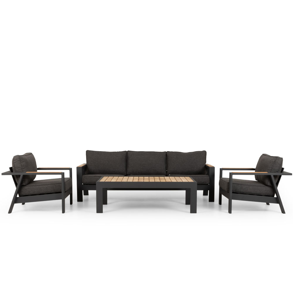 Palau 4 Piece Outdoor Lounge Set with Coffee Table, Gunmetal