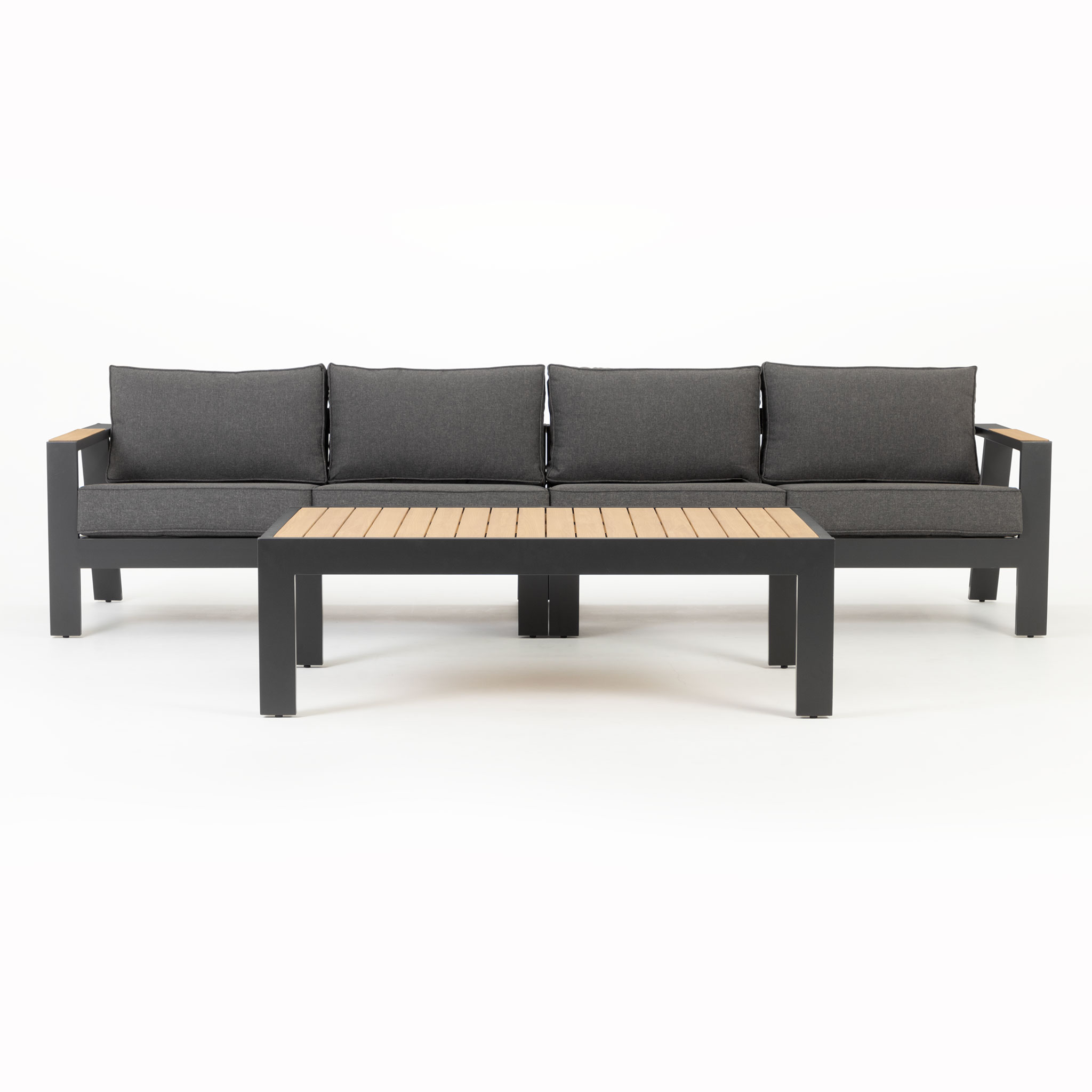 Palamea 3 Piece Outdoor Lounge Set with Coffee Table - W143, Gunmetal