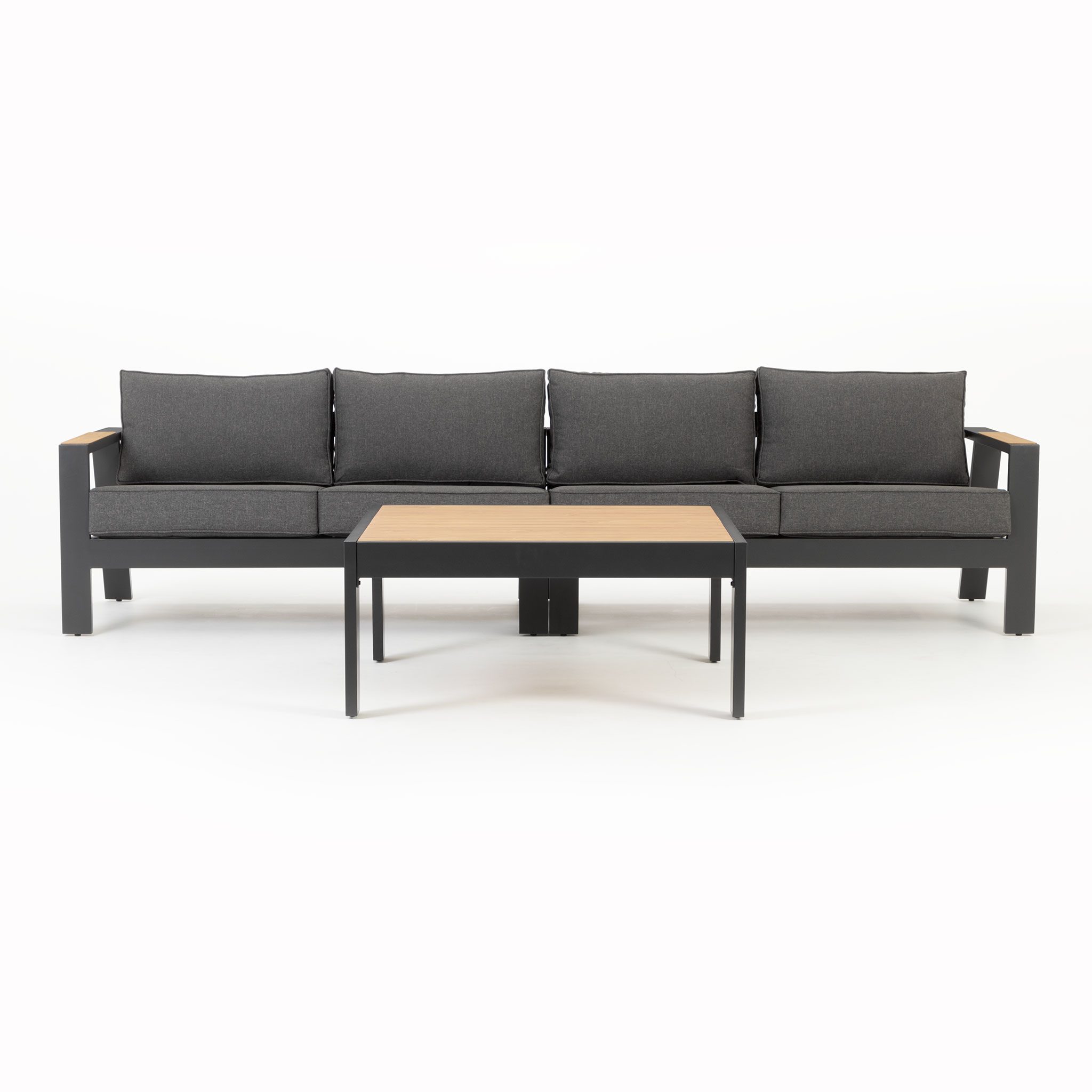 Palamea 3 Piece Outdoor Lounge Set with Coffee Table - W100, Gunmetal