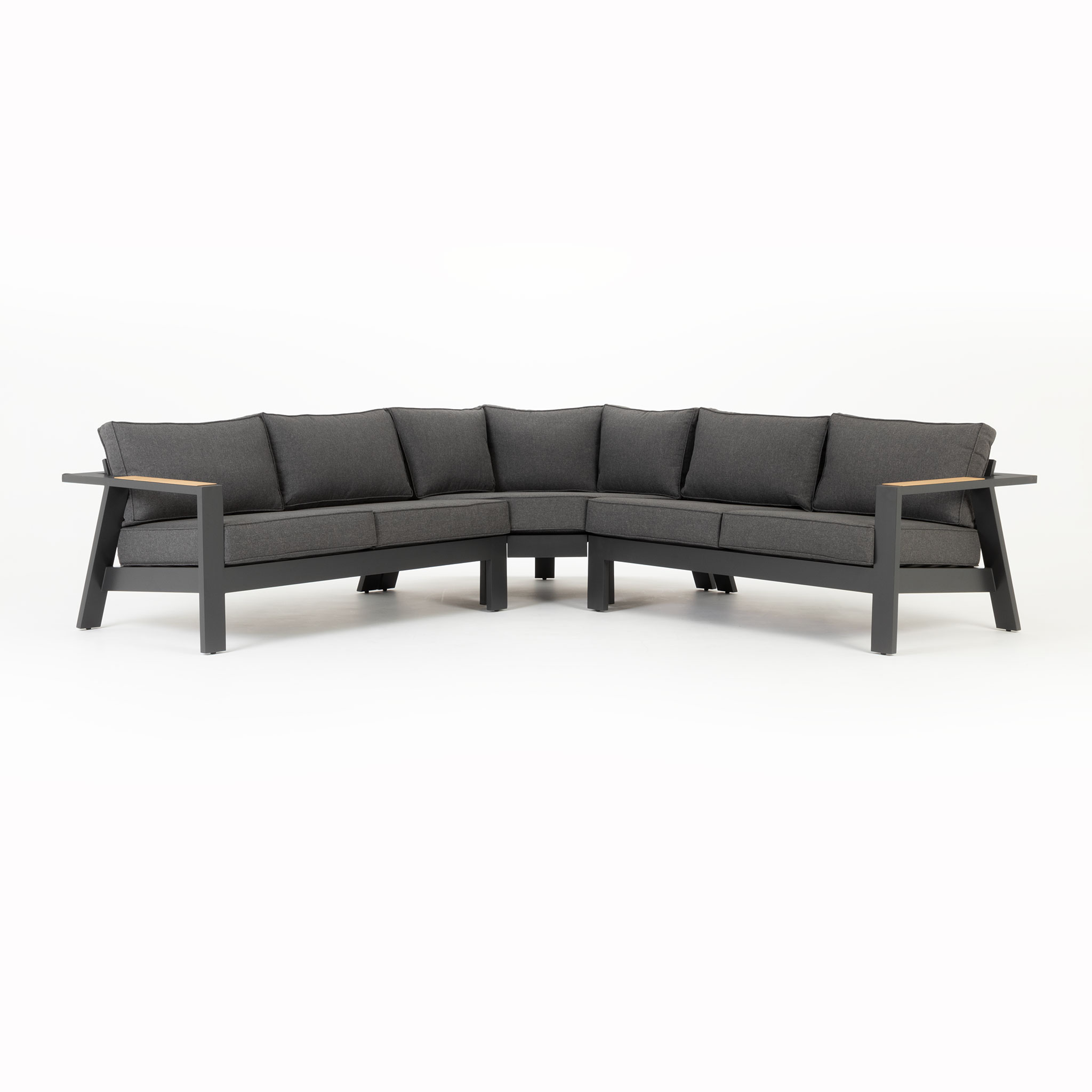 Palamea 3 Piece Outdoor Corner Lounge Set, Gunmetal