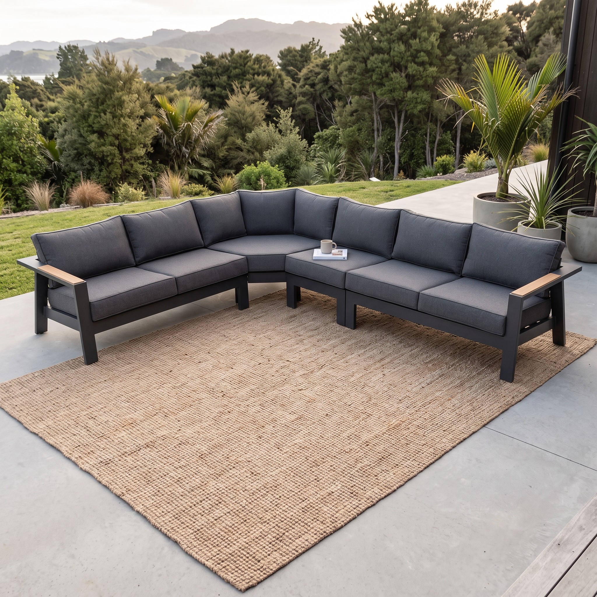 Palamea 4 Piece Outdoor Corner Lounge Set, Gunmetal