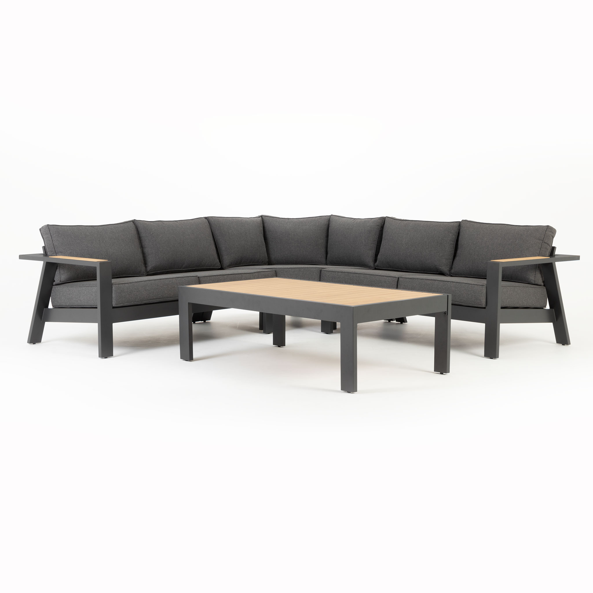 Palamea 4 Piece Outdoor Corner Lounge Set With Coffee Table, Gunmetal