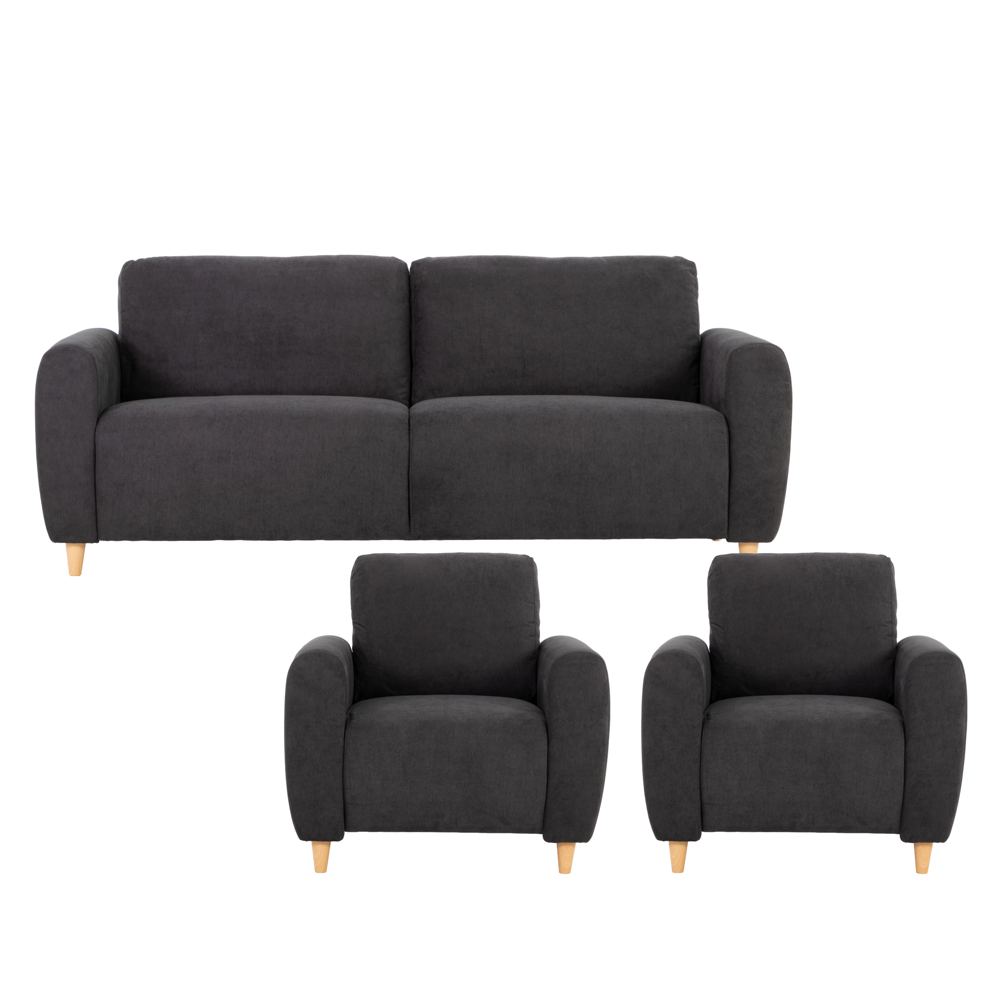 Paloma 3 Seater + 2 Armchairs, Charcoal