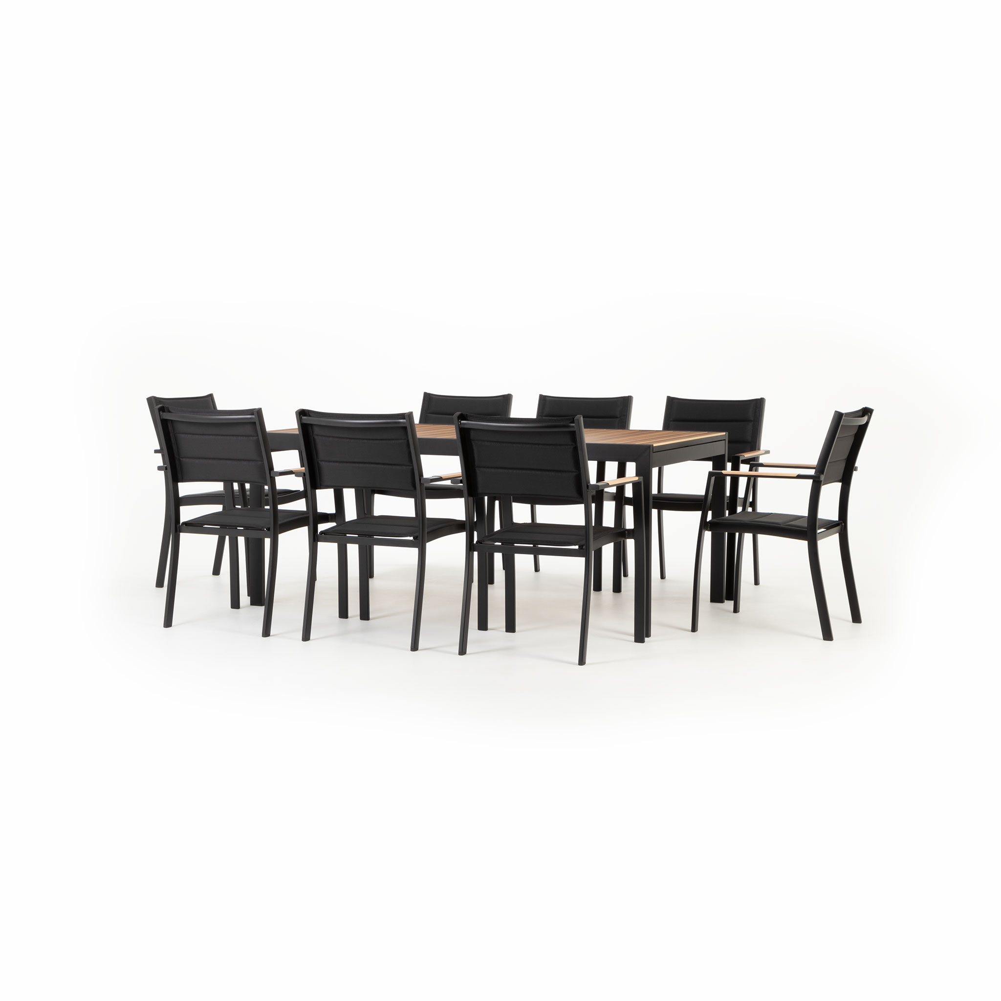 Parilla & Tenerife 9 Piece Outdoor Extension Dining Set - W181/268, Black