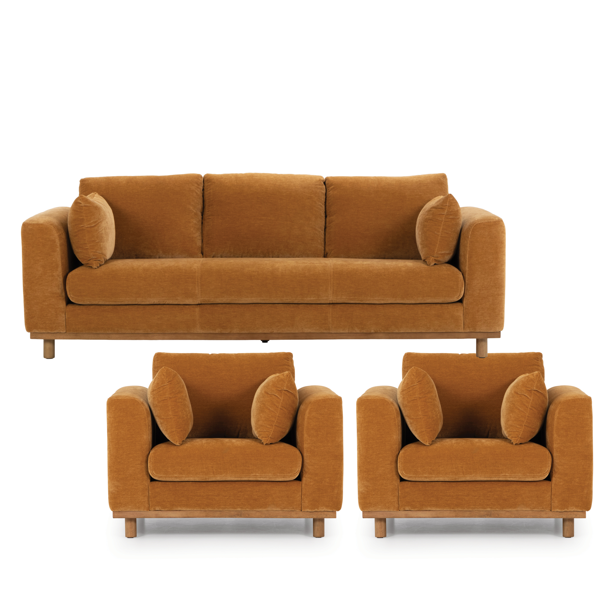 Portia 3 Seater + 2 Chairs, Amber