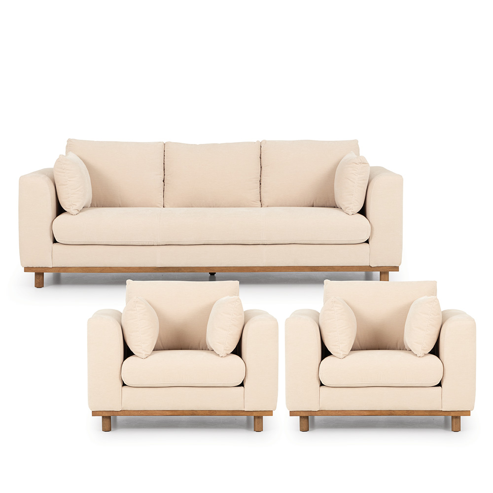 Portia 3 Seater + 2 Chairs, Beige