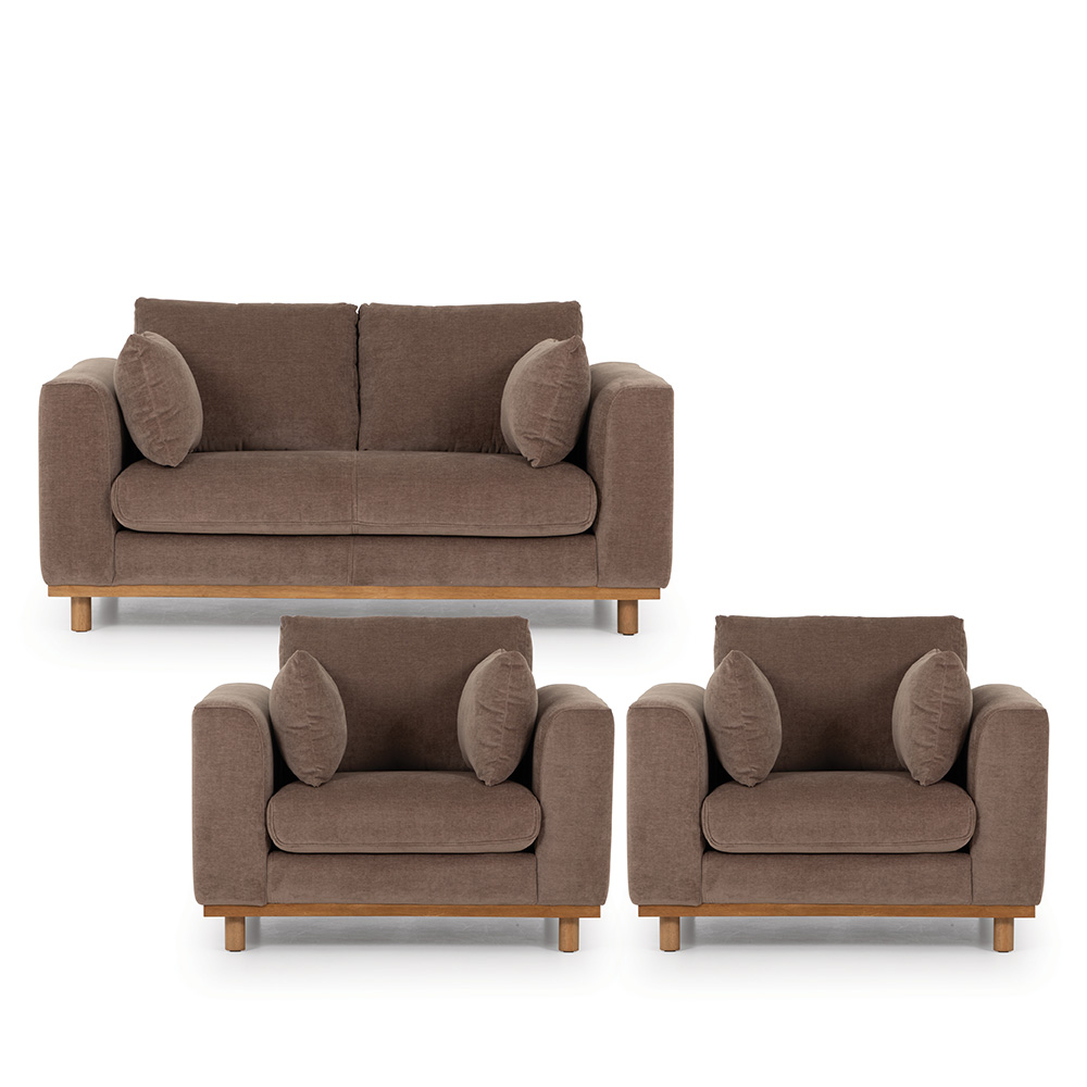 Portia 2 Seater + 2 Chairs, Brown