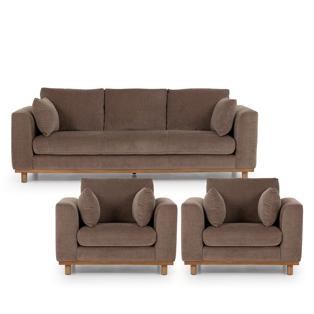 Portia 3 Seater + 2 Chairs, Brown