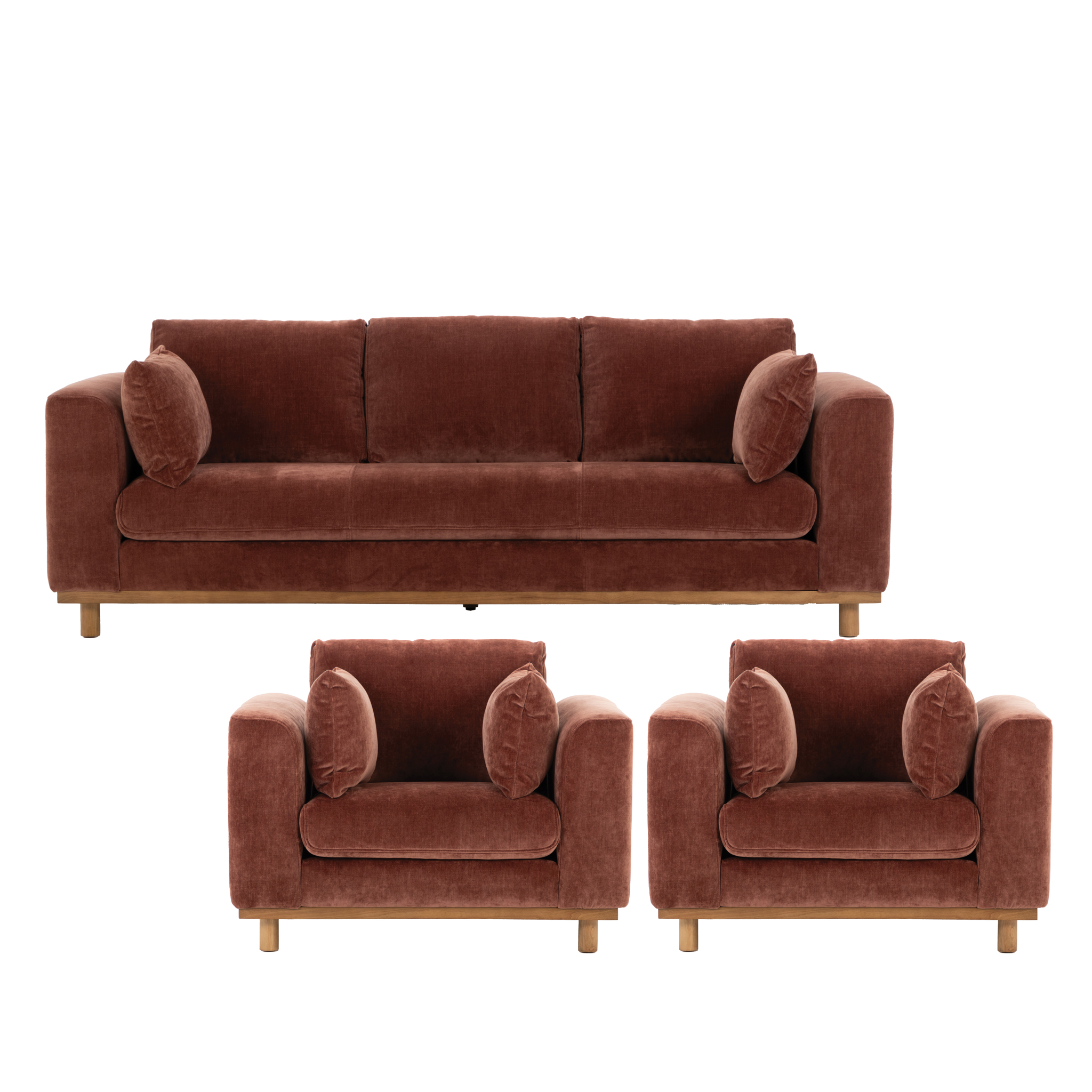 Portia 3 Seater + 2 Chairs, Brick