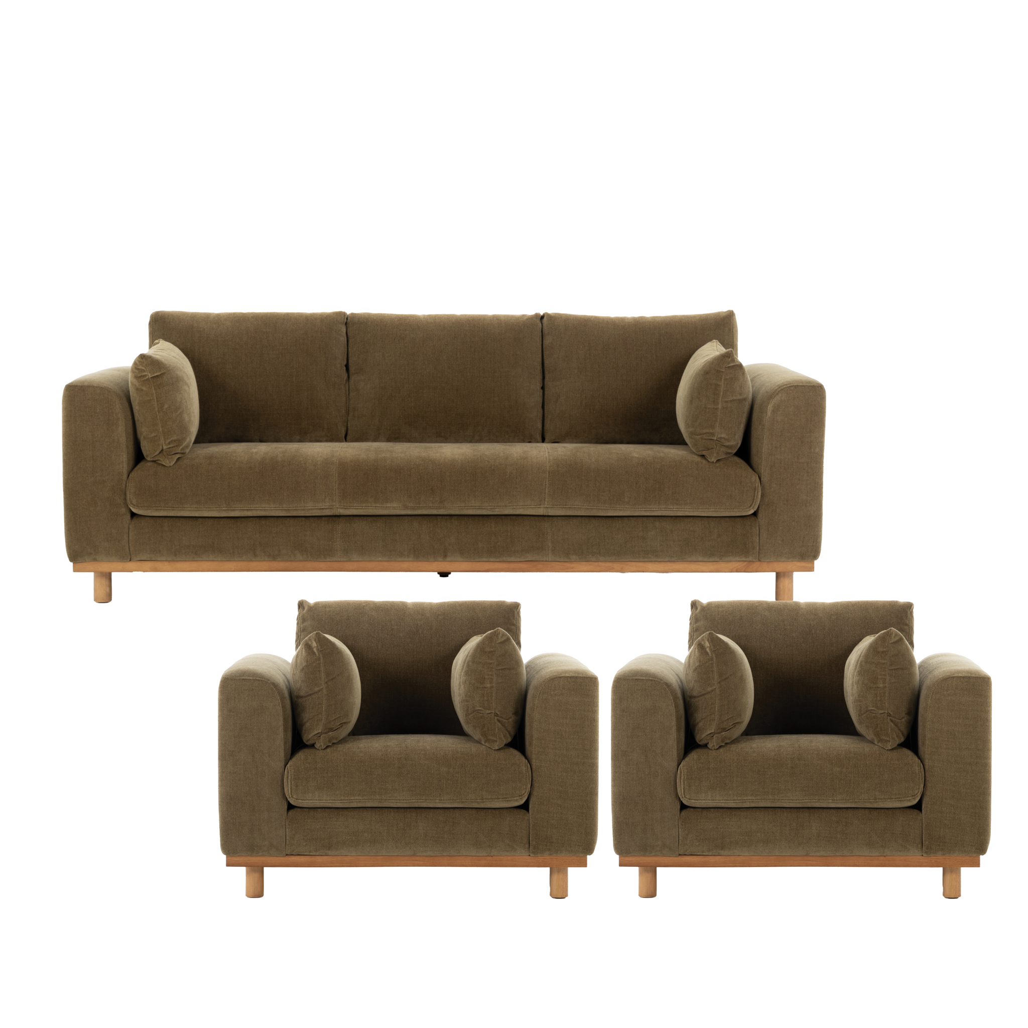 Portia 3 Seater + 2 Chairs, Olive