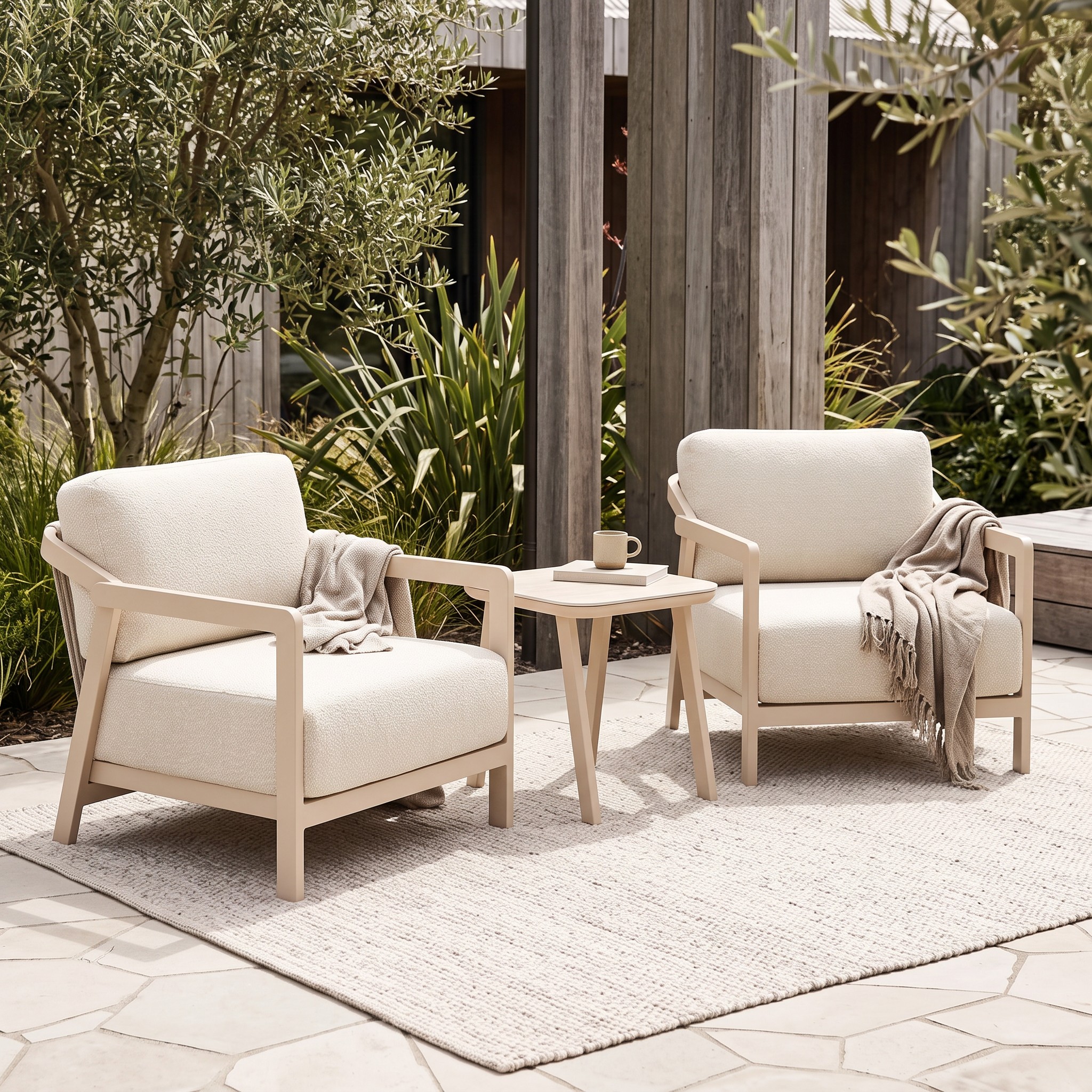 Rhodes 3 Piece Outdoor Balcony Set, Taupe