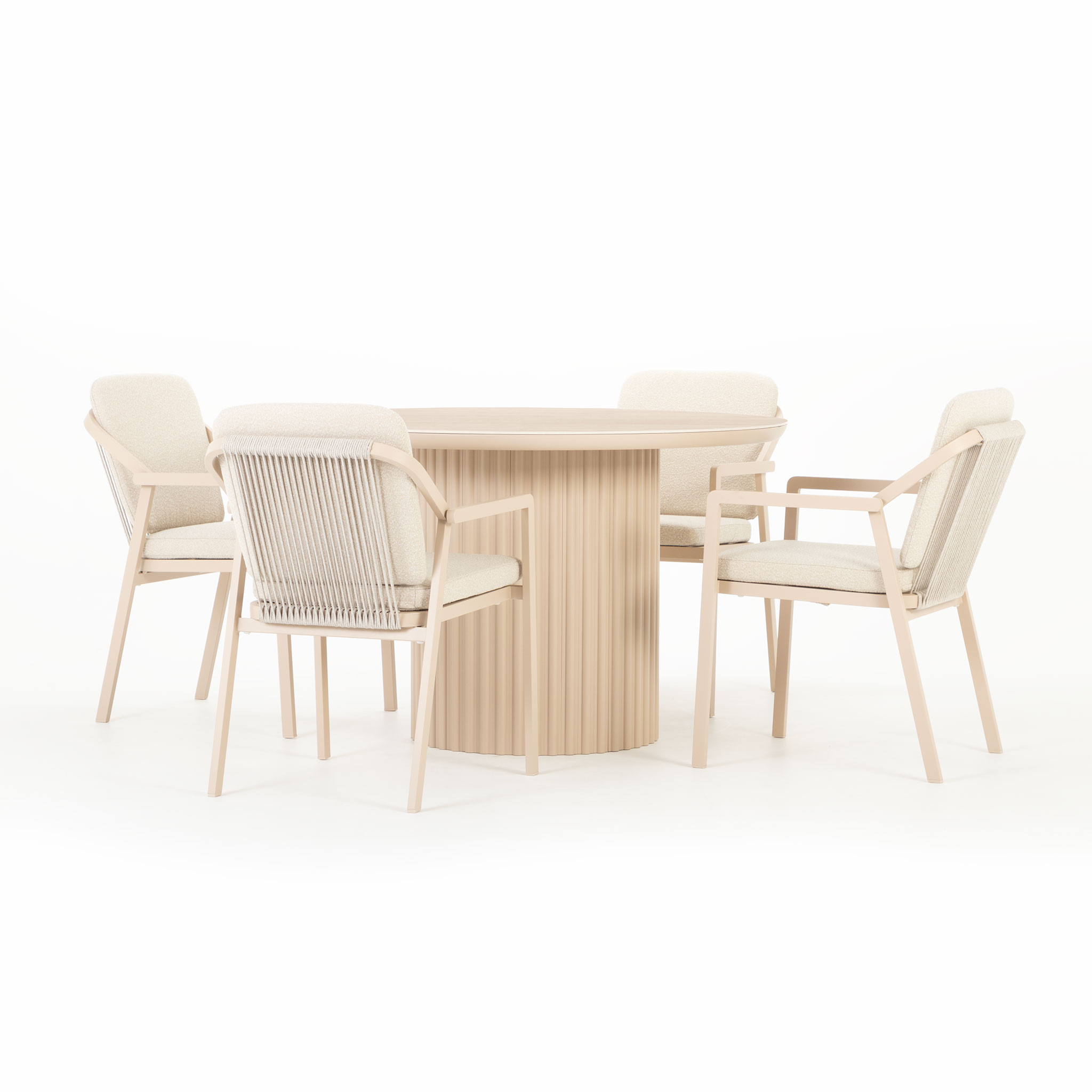 Rhodes 5 Piece Outdoor Dining Set - W120, Taupe