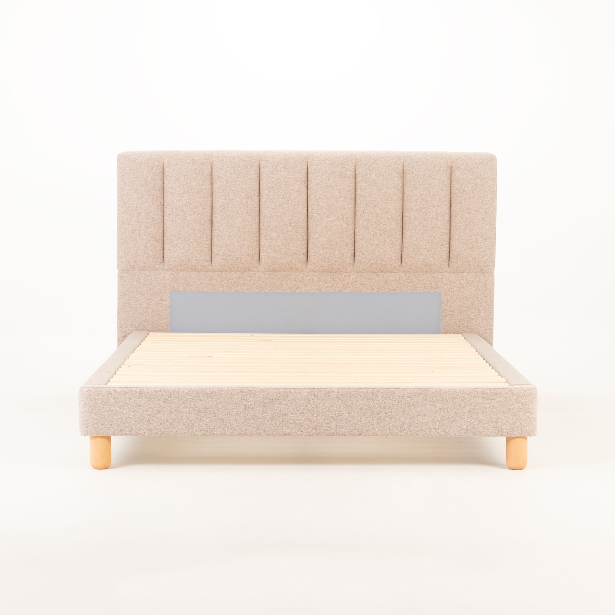 Riley King Bed Frame With Wings, Beige